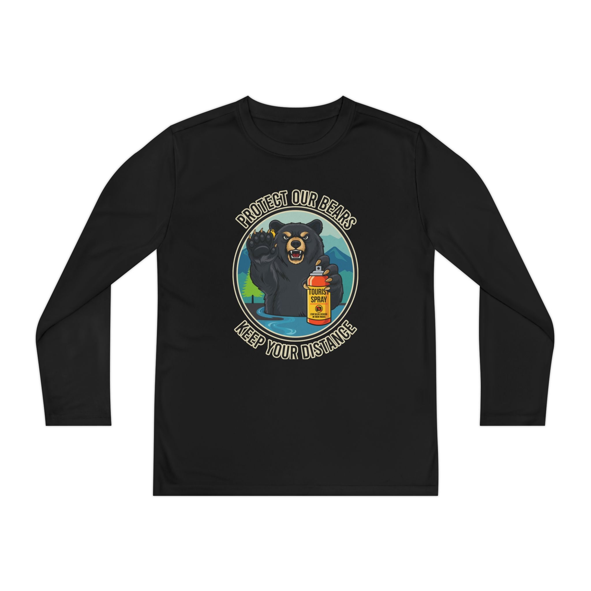 Youth Long Sleeve Tee — "Protect Our Bears, Keep Your Distance" Wildlife Conservation Shirt