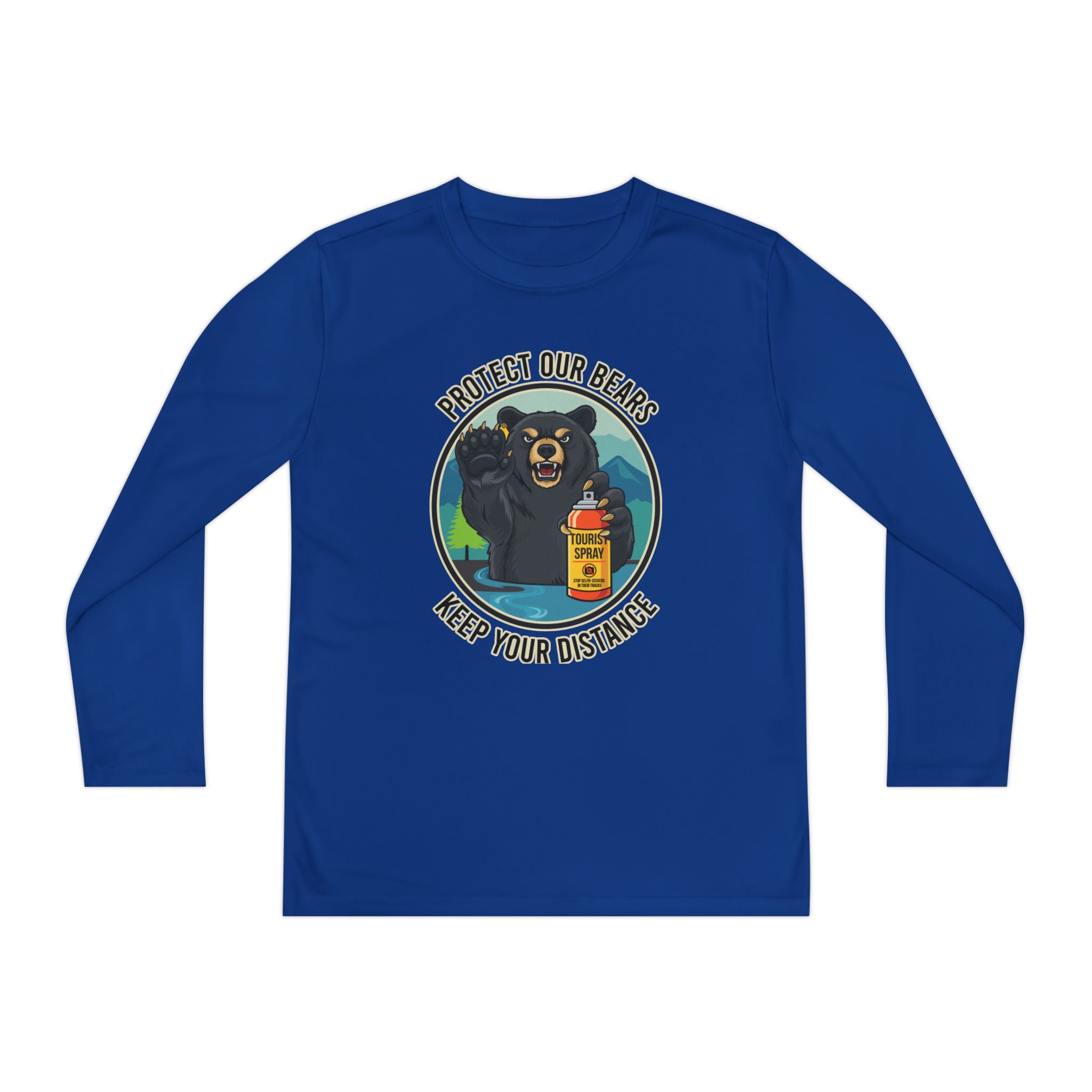 Youth Long Sleeve Tee — "Protect Our Bears, Keep Your Distance" Wildlife Conservation Shirt