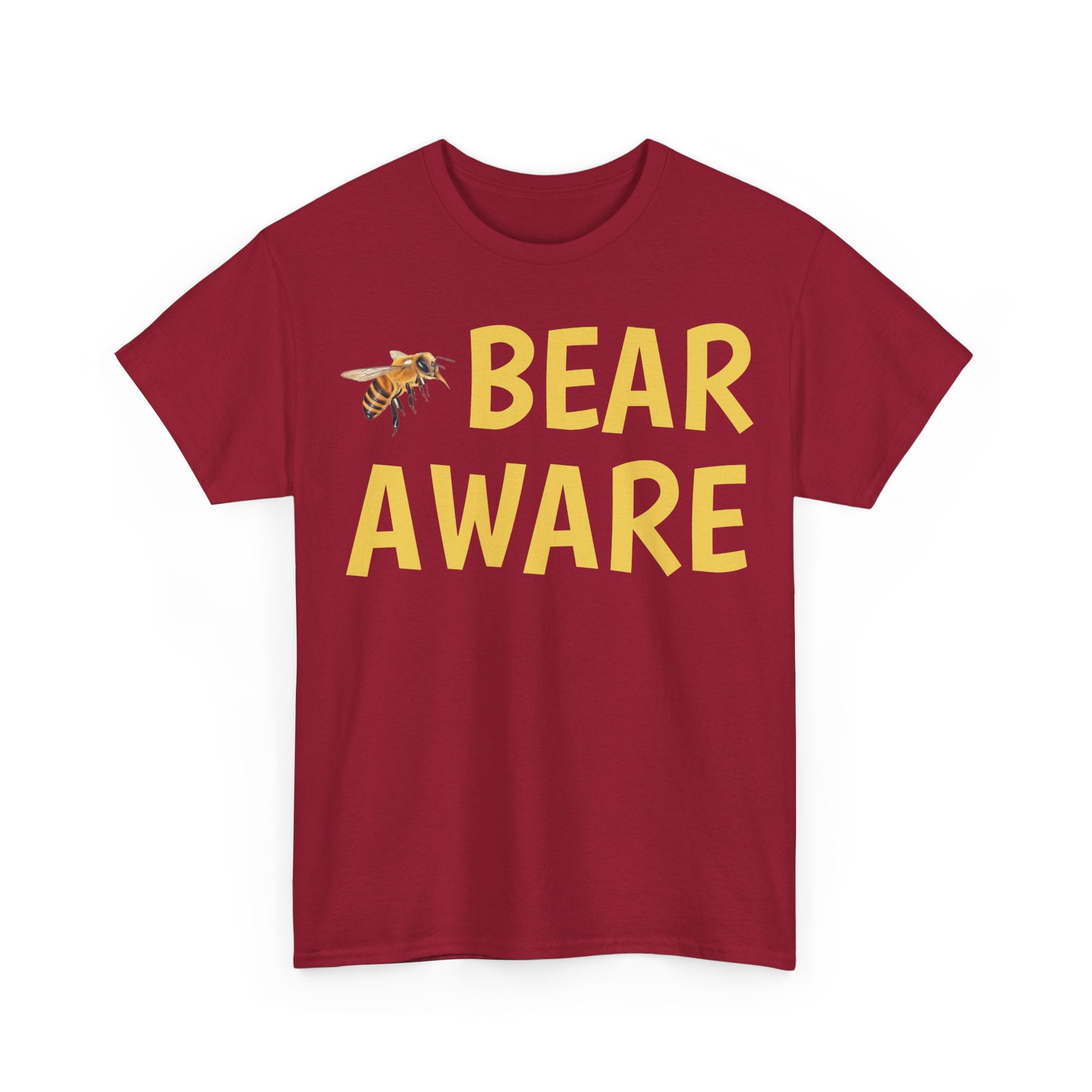 Bear Aware Unisex Tee — Funny Nature T-Shirt with Bee Graphic