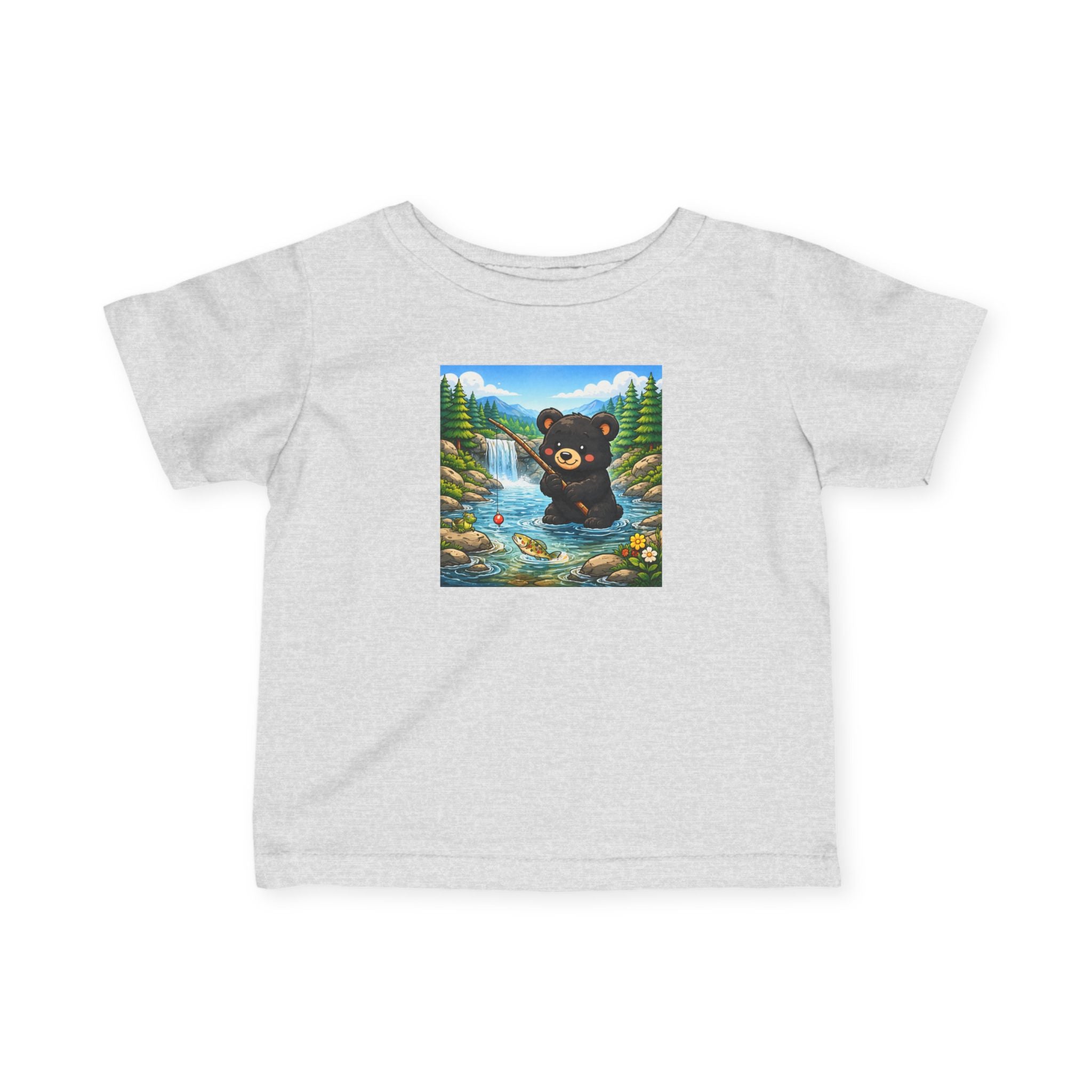 Infant Tee — Playful Bear Fishing Scene Baby T-Shirt