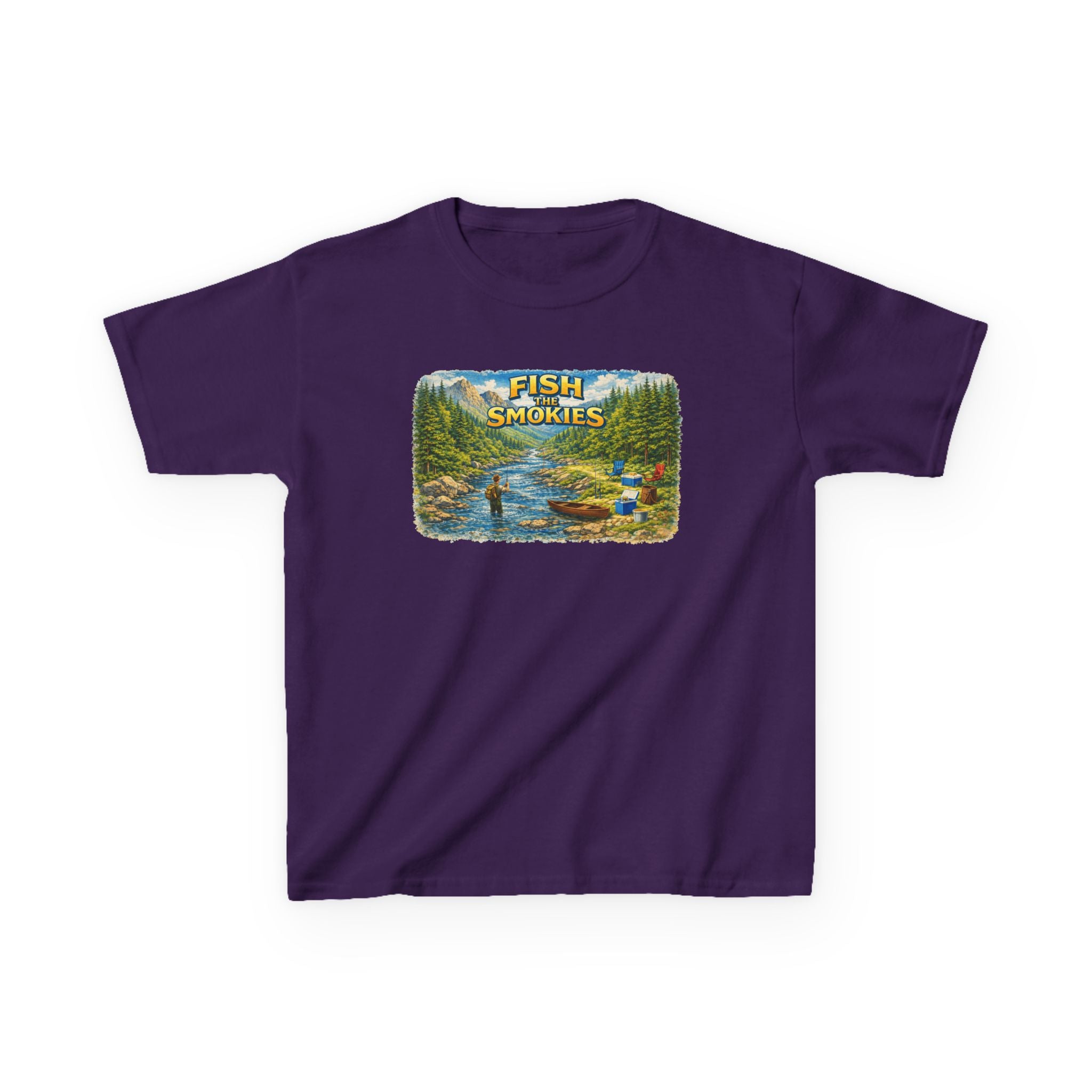 Kids T-Shirt - 'Fish The Smokies' River Fishing Graphic Tee for Outdoorsy Kids