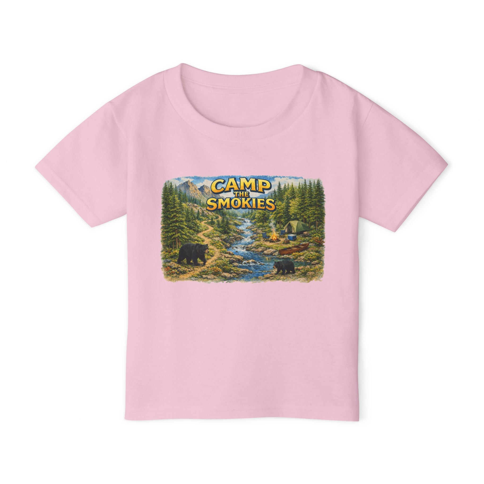 Toddler T-Shirt — "Camp The Smokies" Scenic Bear Camping Shirt
