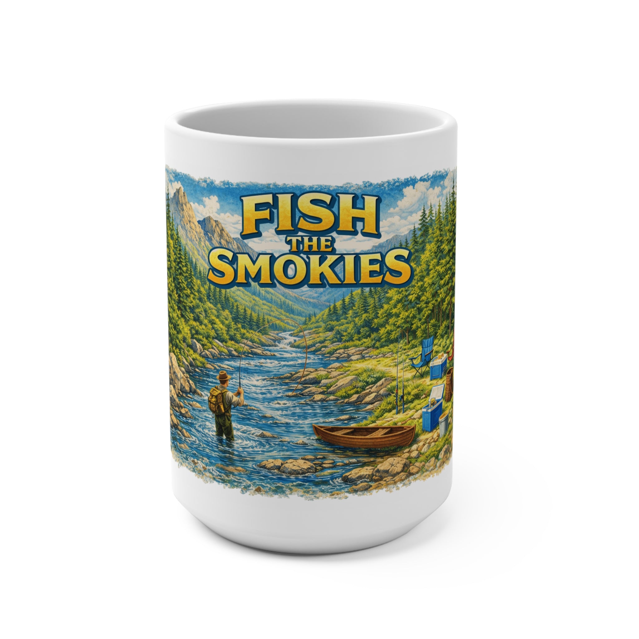 Fish the Smokies 15oz Fishing Mug — River Scenic Outdoor Coffee Cup