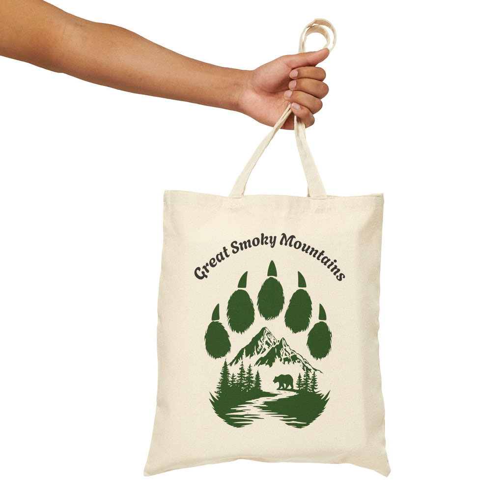 Great Smoky Mountains Bear Paw Canvas Tote Bag