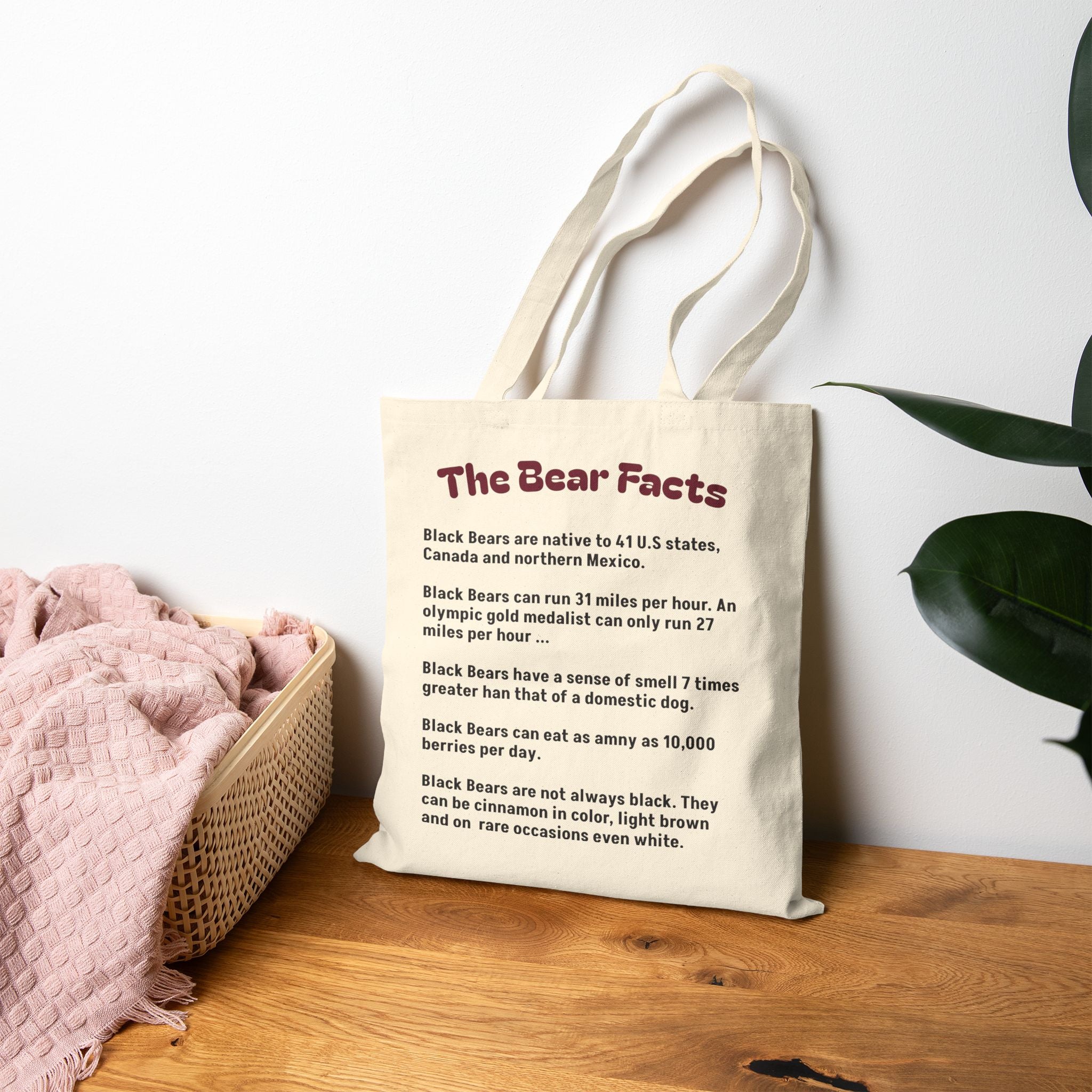 Tote Bag — "The Bear Facts" Educational Canvas Tote (Wildlife Facts, Nature Lover Gift)