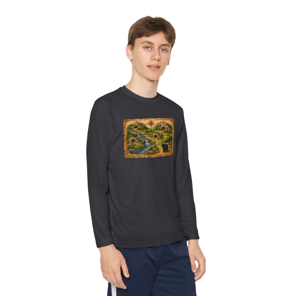 Youth Long Sleeve Tee — Bear Cave Treasure Map