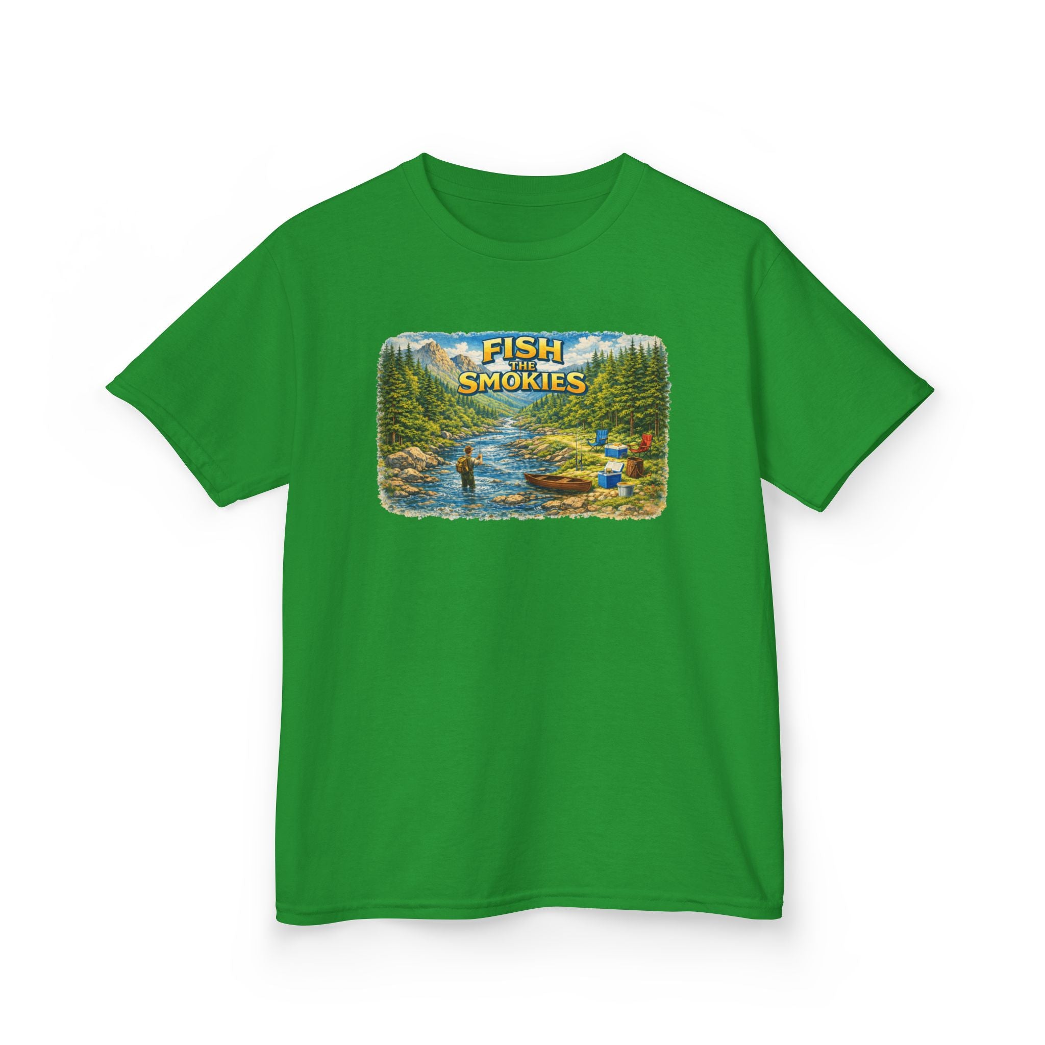Kids T-Shirt - 'Fish The Smokies' River Fishing Graphic Tee for Outdoorsy Kids