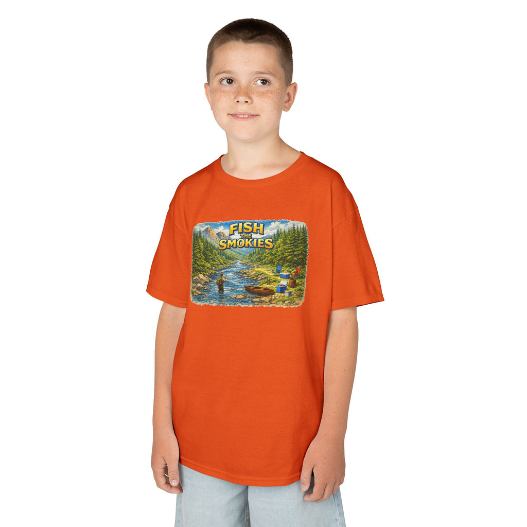 Kids T-Shirt - 'Fish The Smokies' River Fishing Graphic Tee for Outdoorsy Kids