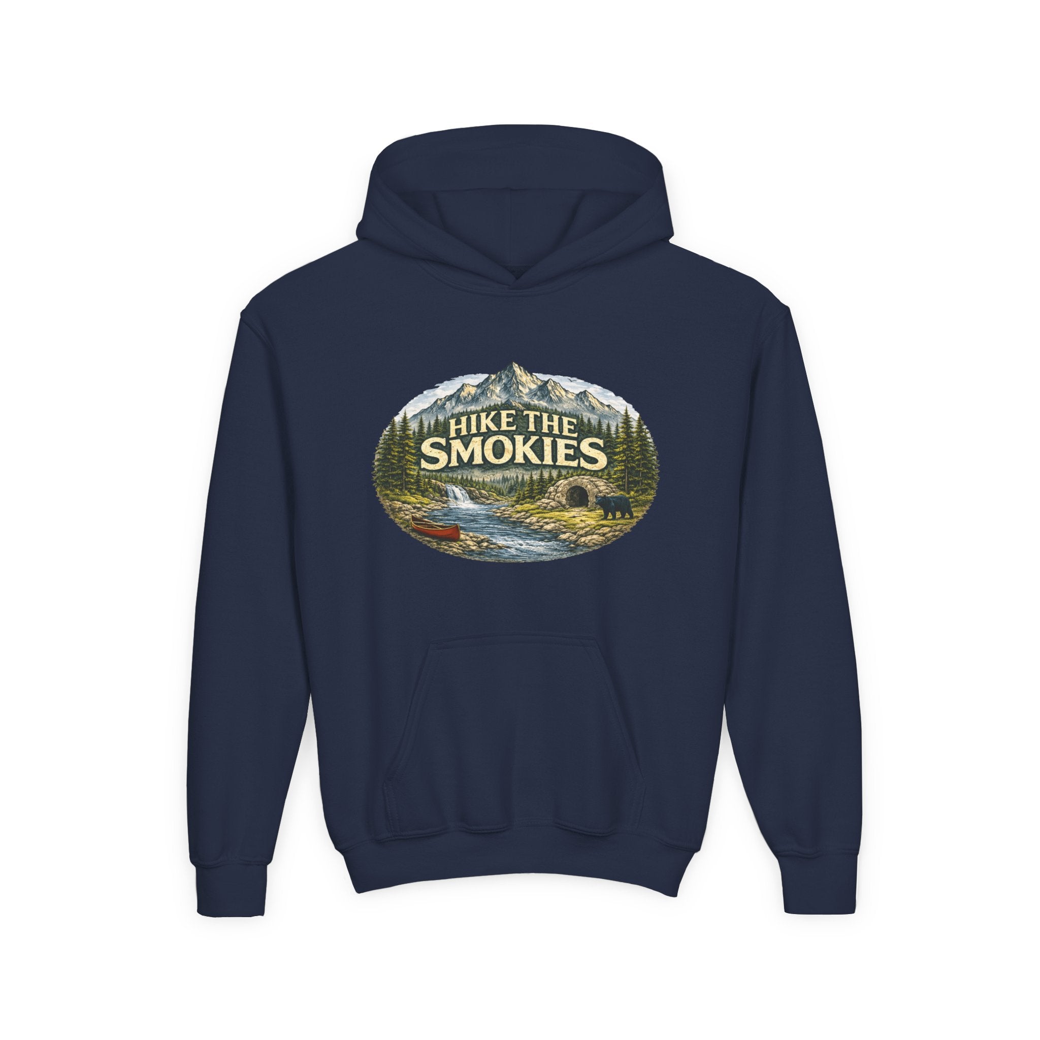 Youth Hoodie - 'Hike the Smokies' Mountain Camping Graphic