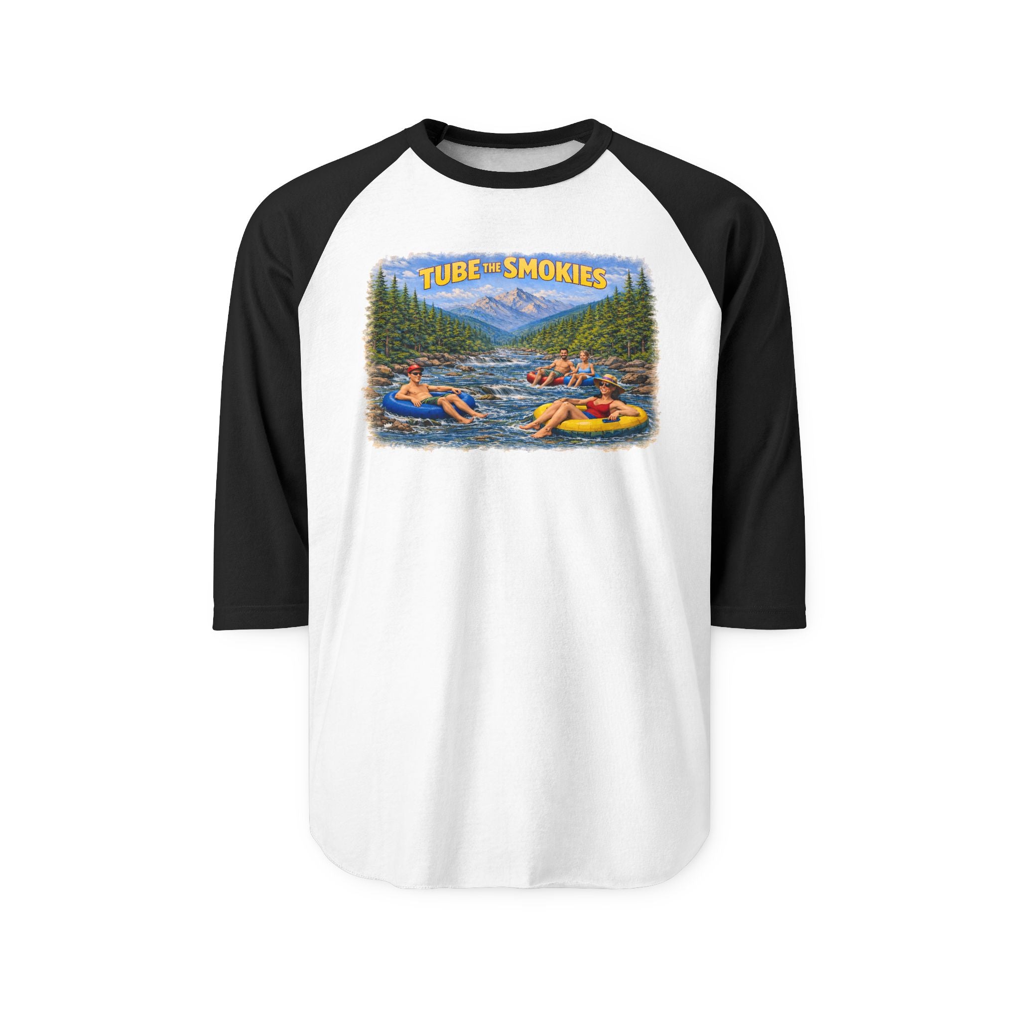 Tubing the Smokies Raglan Shirt — Scenic River Tube Graphic 3/4 Sleeve