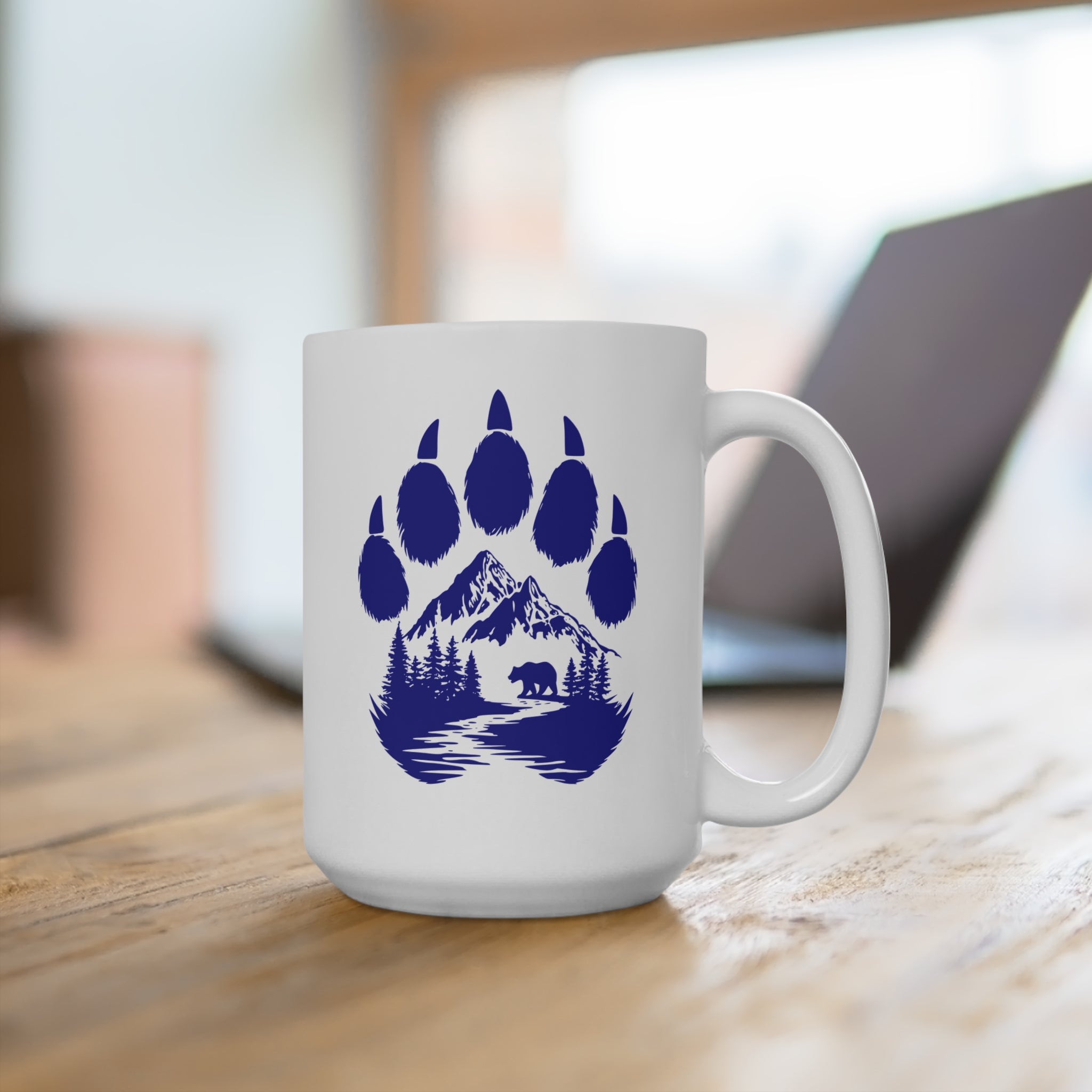 15oz Bear Paw Mug — Mountain Bear Wilderness Coffee Cup