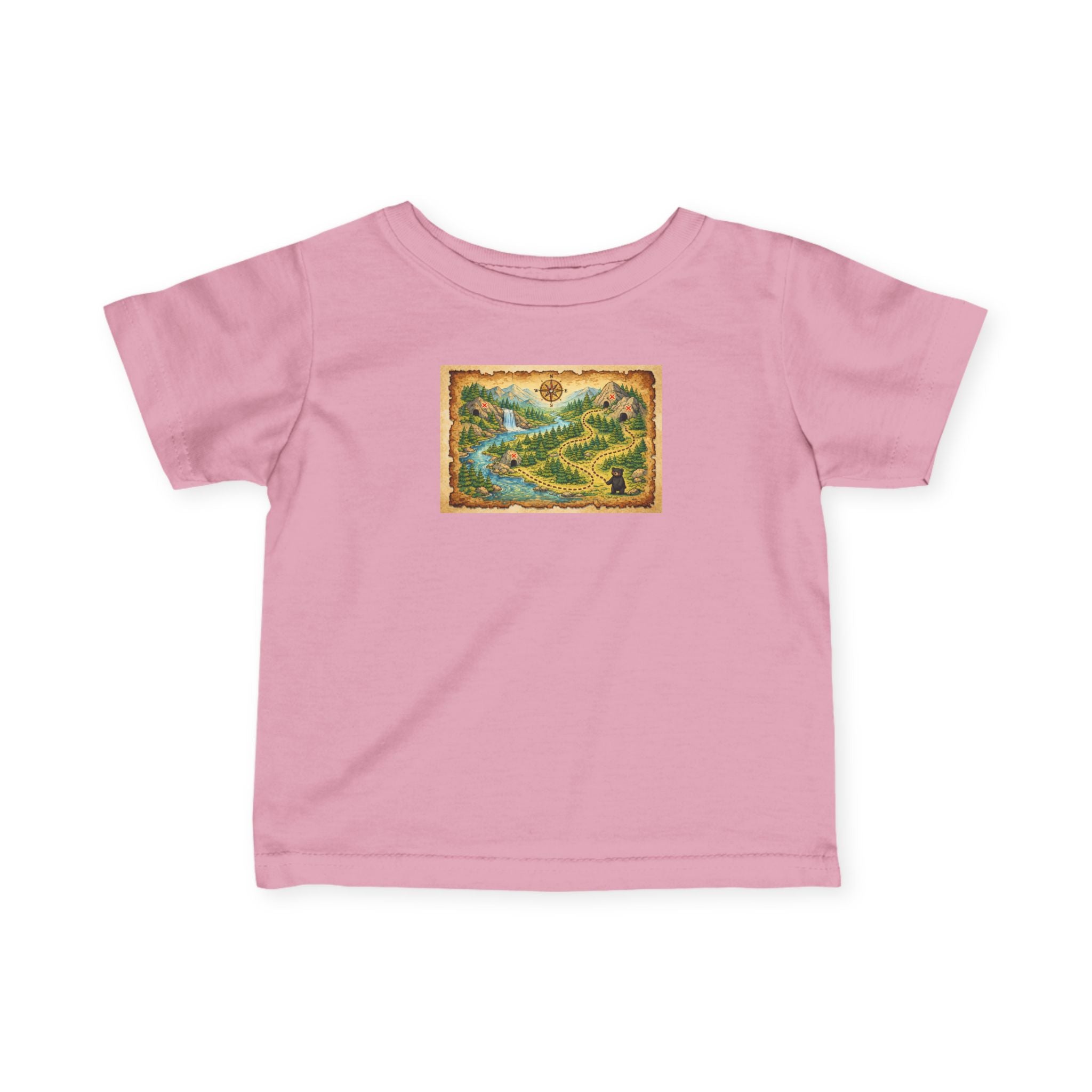 Infant Tee with Vintage Treasure Map Print — Cute Explorer Baby Shirt