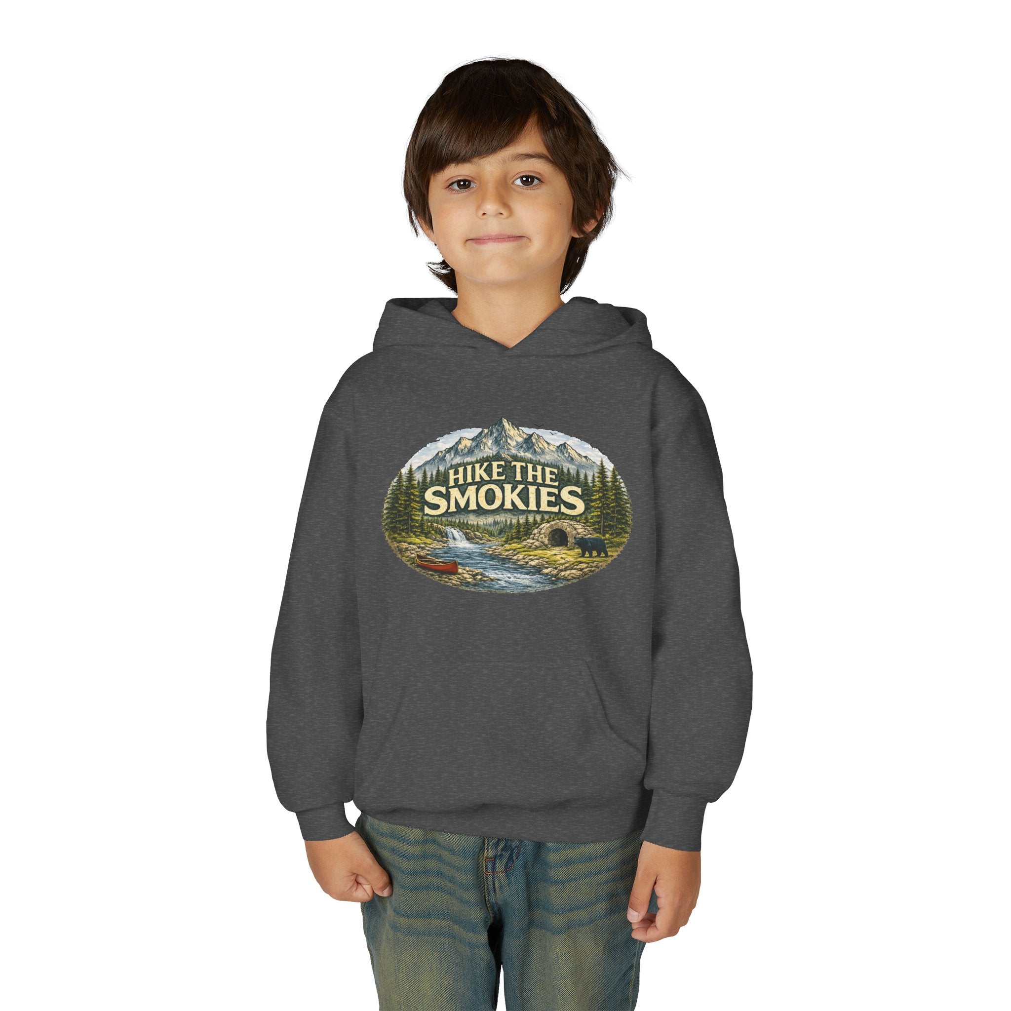 Youth Hoodie - 'Hike the Smokies' Mountain Camping Graphic