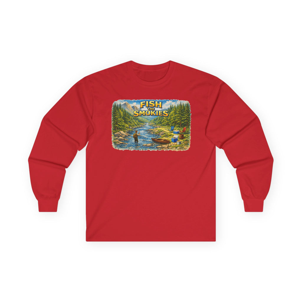 Fish the Smokies Long Sleeve Unisex Tee — Scenic Mountain Fly Fishing Shirt