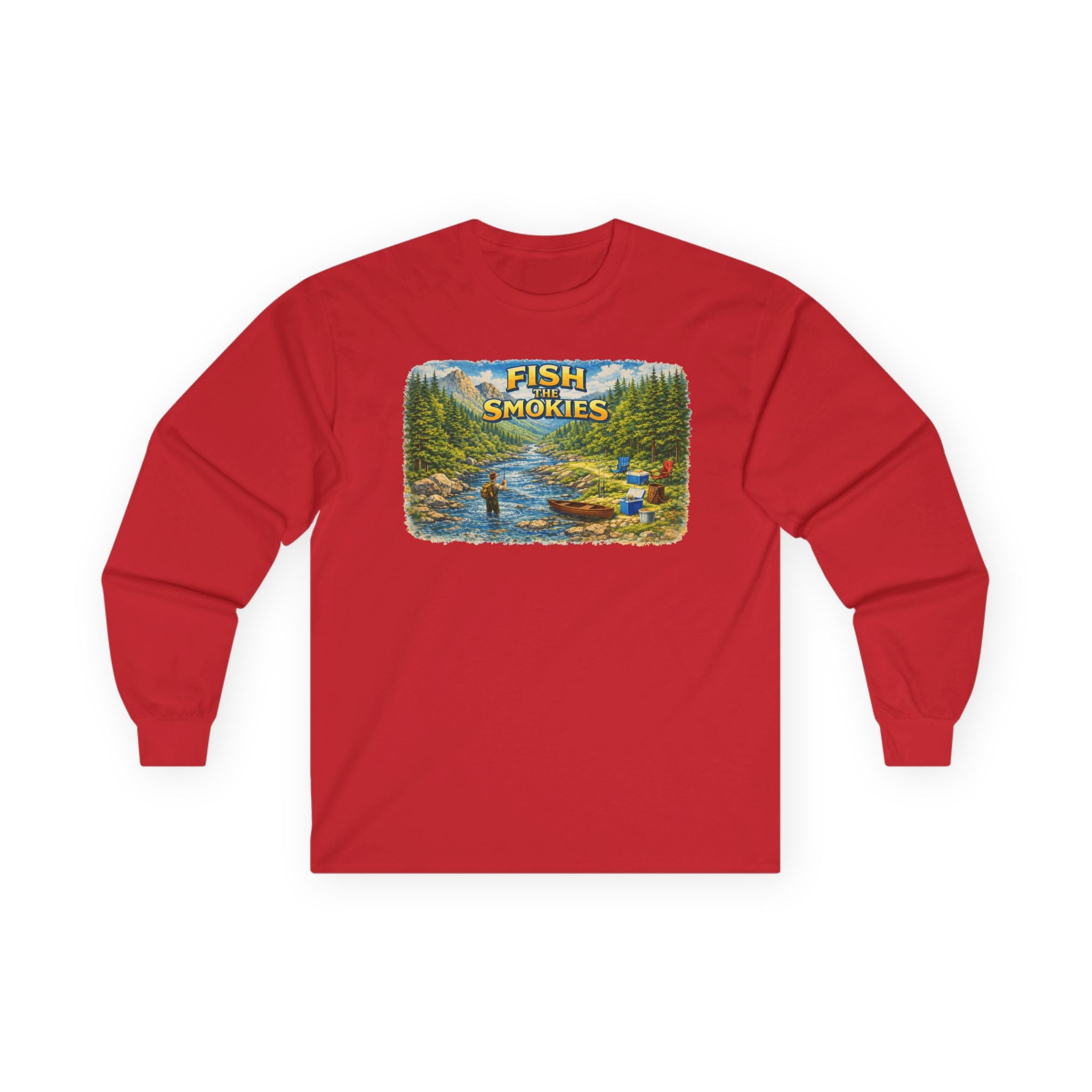 Fish the Smokies Long Sleeve Unisex Tee — Scenic Mountain Fly Fishing Shirt