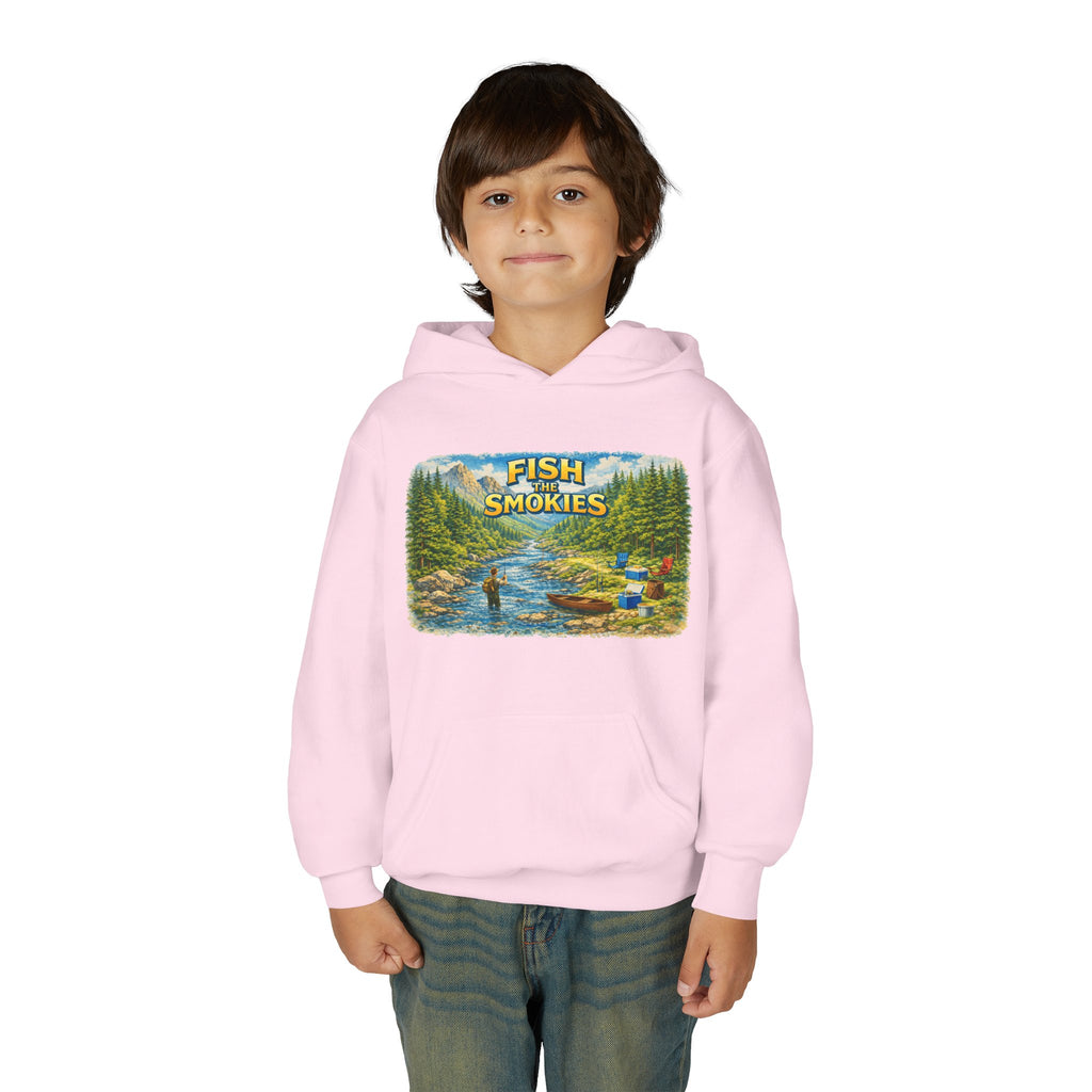 Youth Hoodie - "Fish The Smokies" Scenic Fishing Sweatshirt
