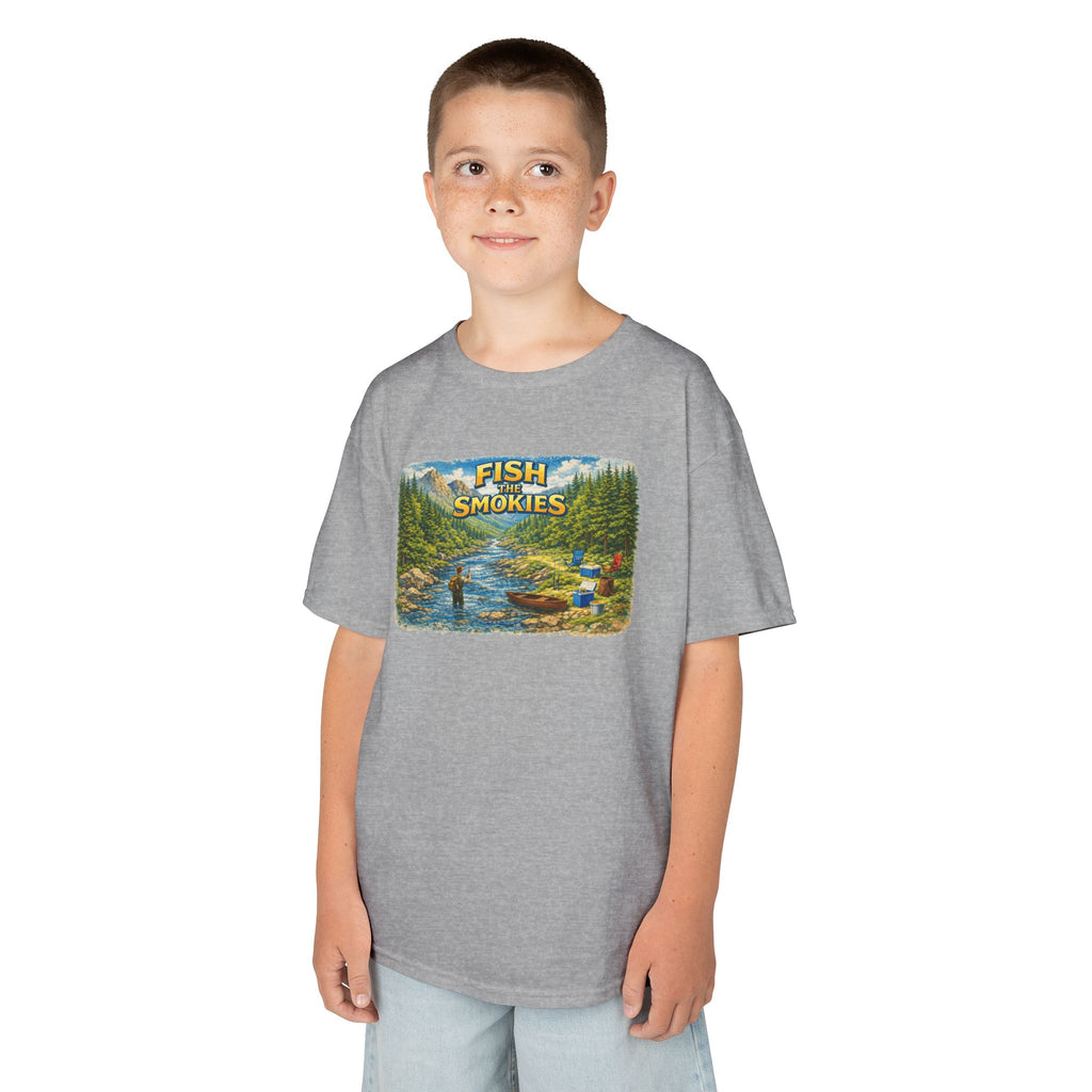 Kids T-Shirt - 'Fish The Smokies' River Fishing Graphic Tee for Outdoorsy Kids