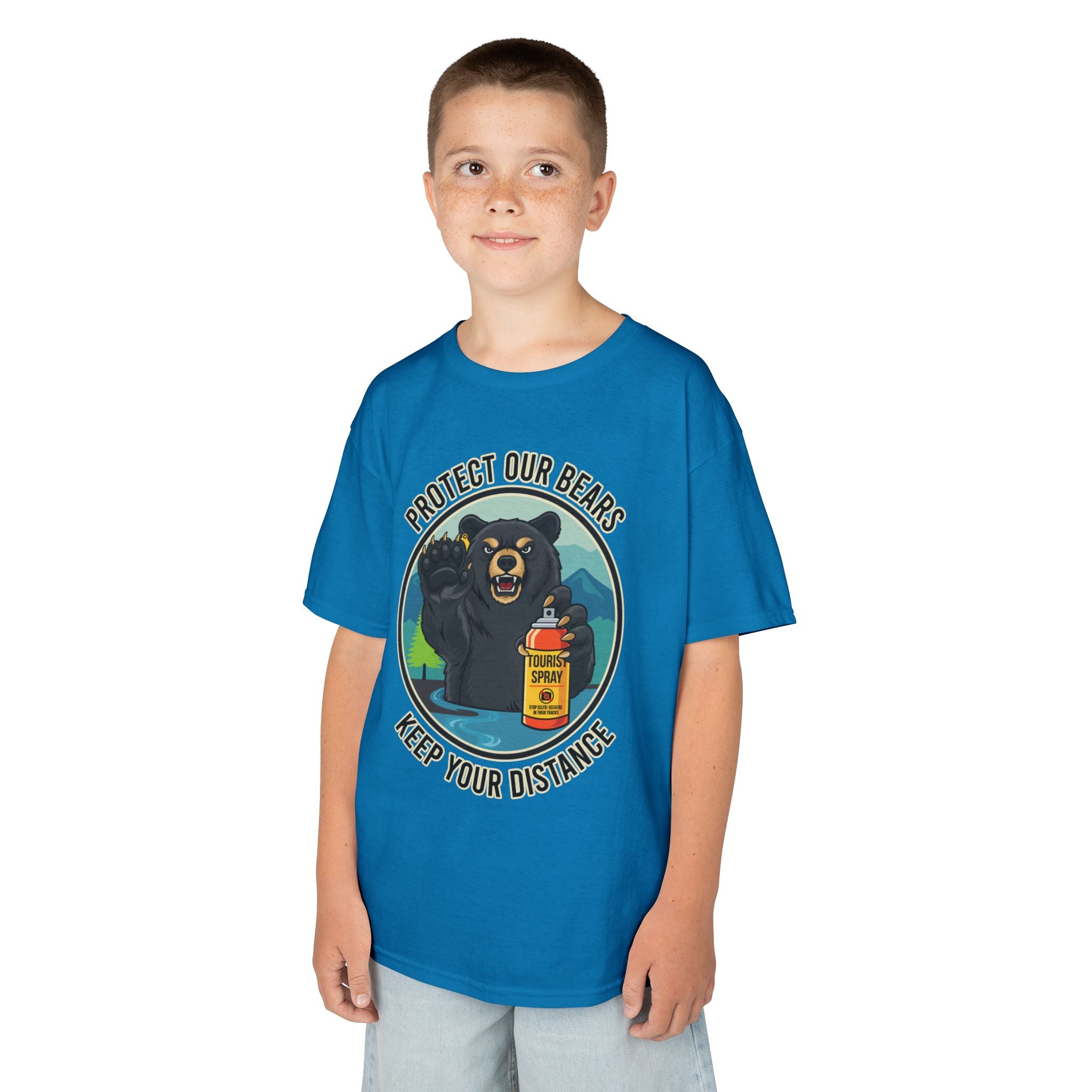 Kids T‑Shirt — "Protect Our Bears, Keep Your Distance" Cute Bear Conservation Tee