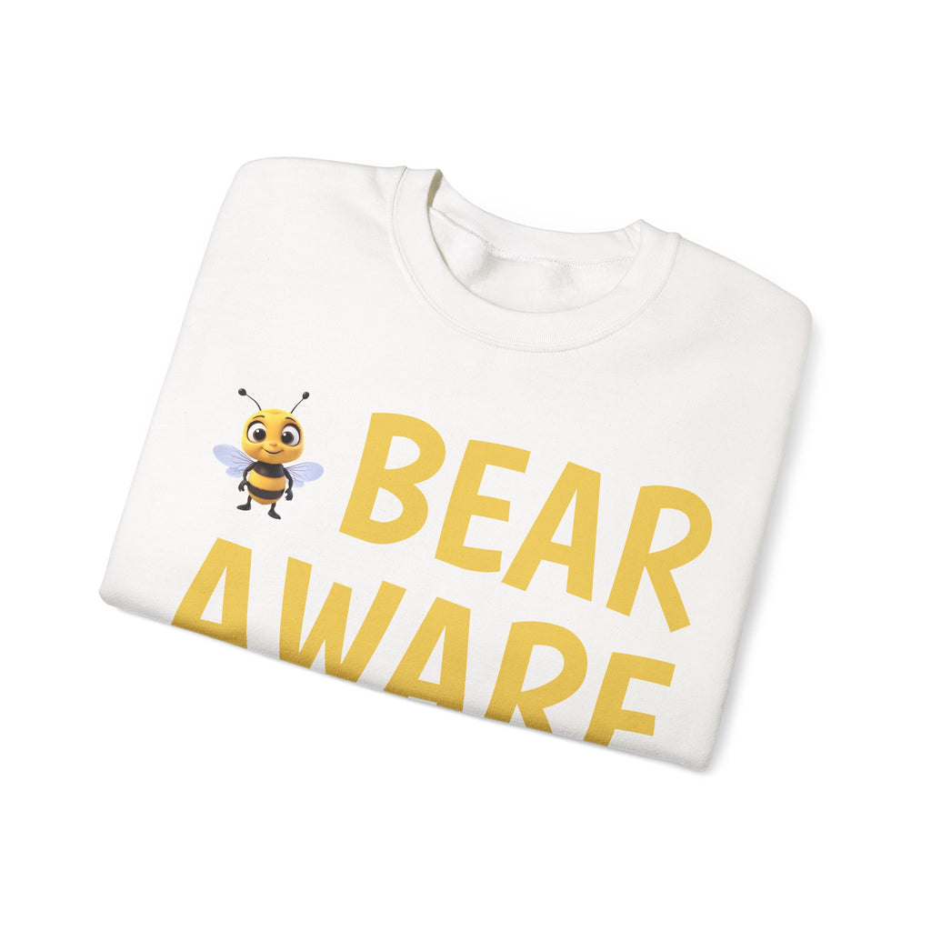 Bear Aware  Unisex Crewneck Sweatshirt — Cute Bee Graphic, Nature & Camping Safety Shirt