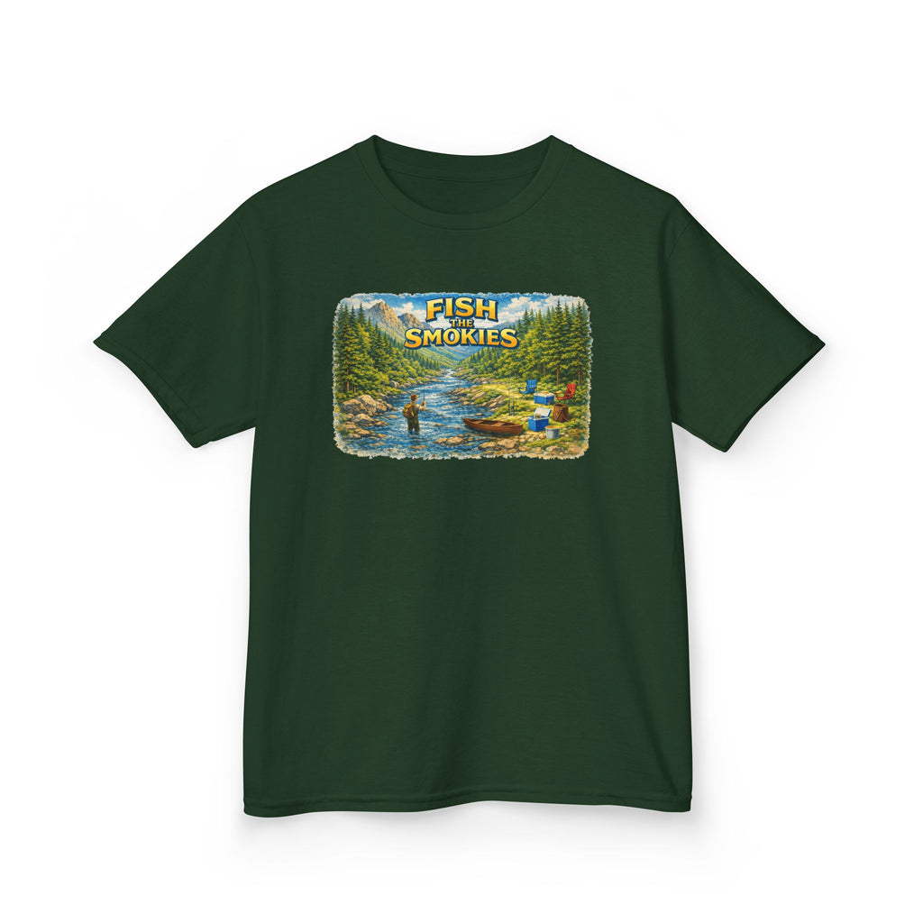 Kids T-Shirt - 'Fish The Smokies' River Fishing Graphic Tee for Outdoorsy Kids