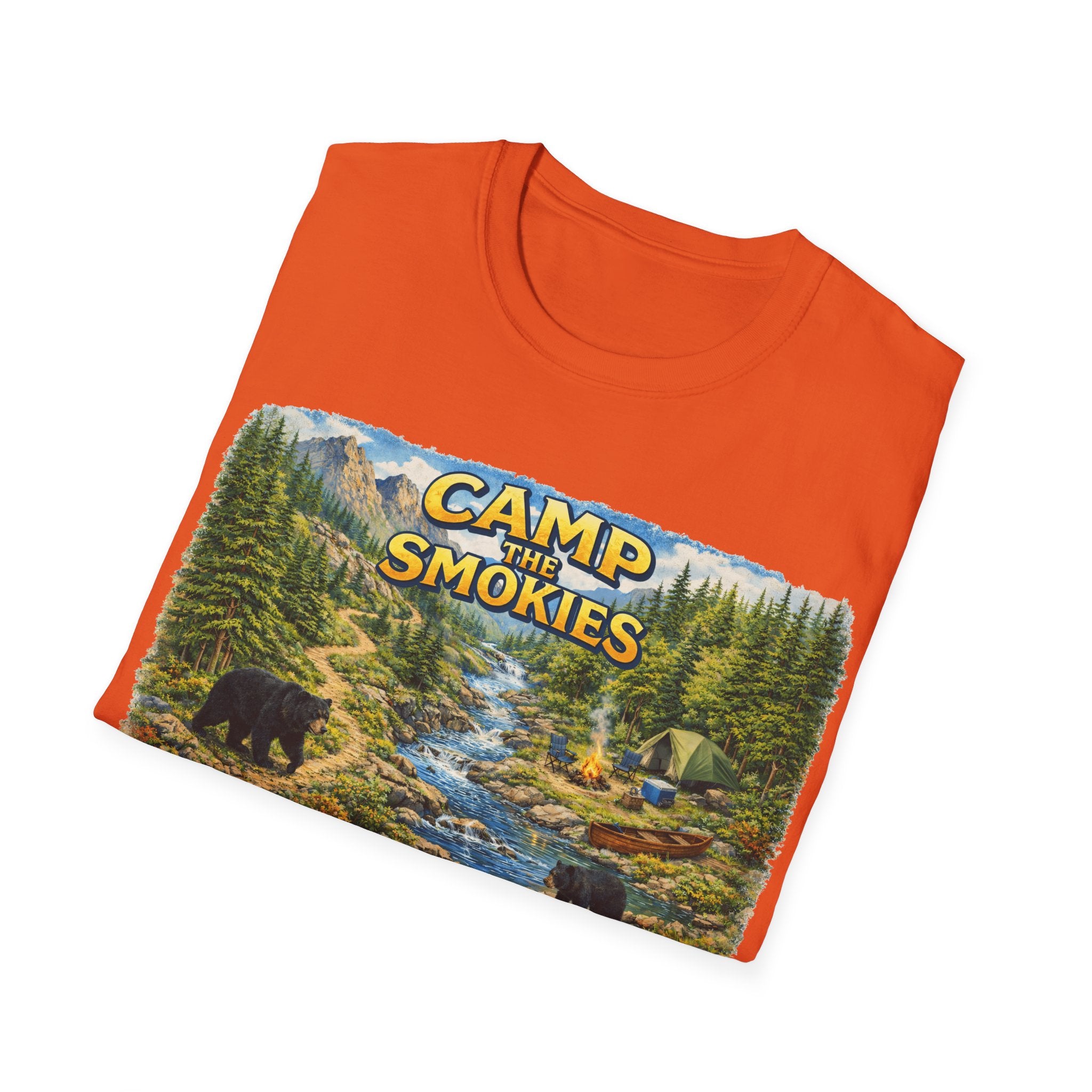 Camp the Smokies Unisex T-Shirt – Rustic Mountain Camping Graphic Tee