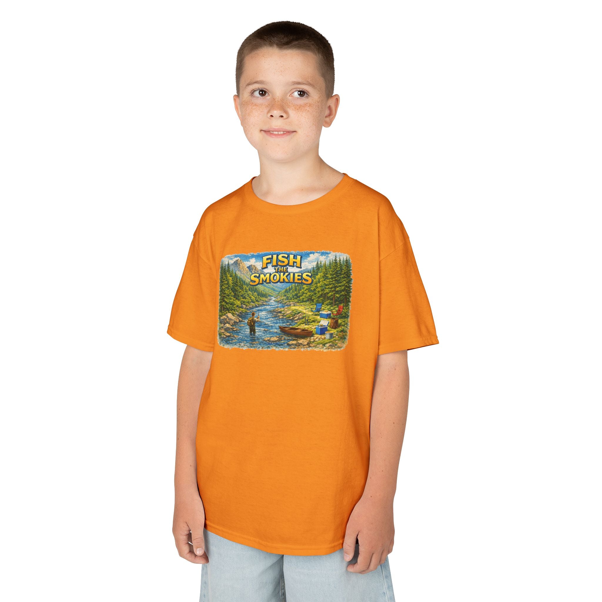 Kids T-Shirt - 'Fish The Smokies' River Fishing Graphic Tee for Outdoorsy Kids
