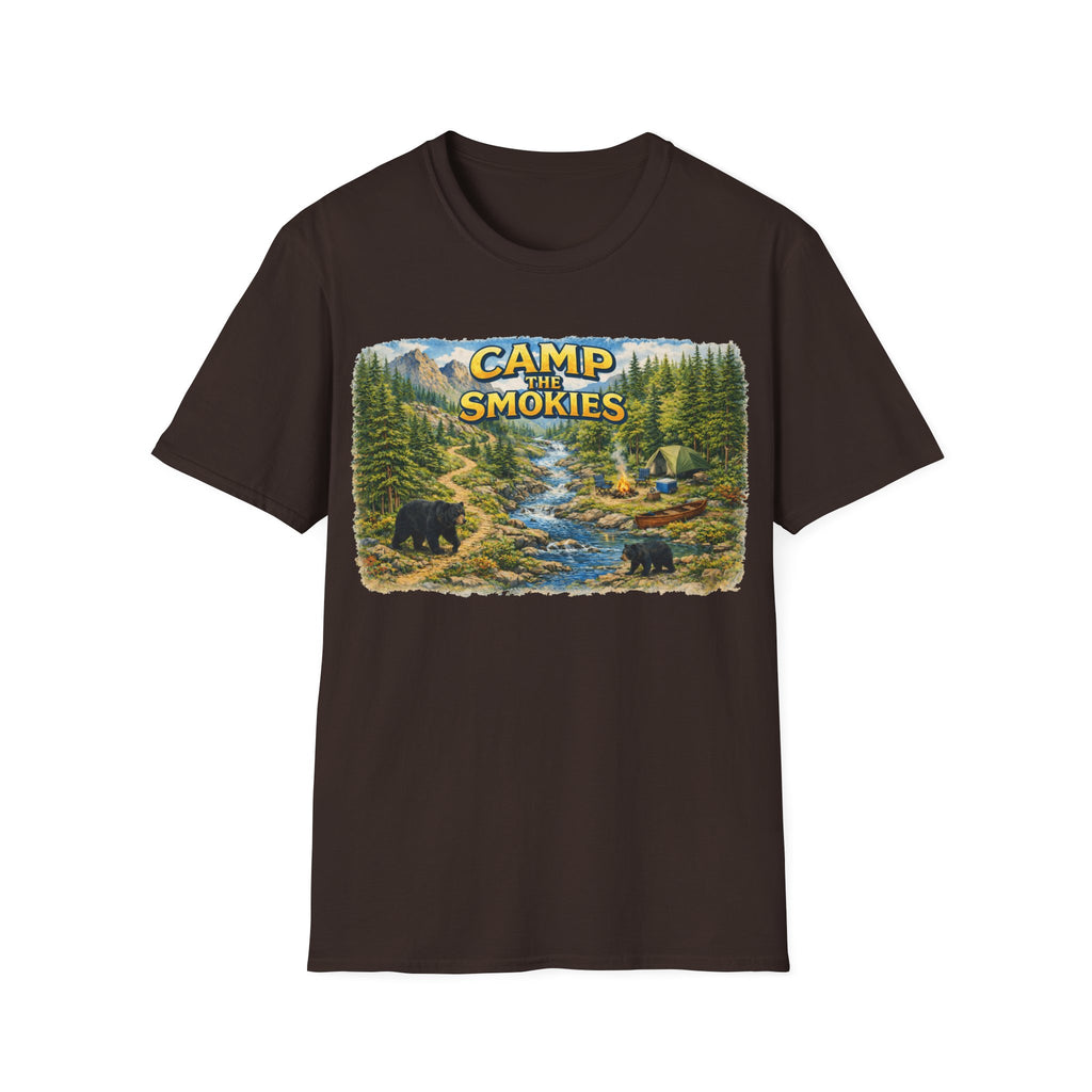 Camp the Smokies Unisex T-Shirt – Rustic Mountain Camping Graphic Tee