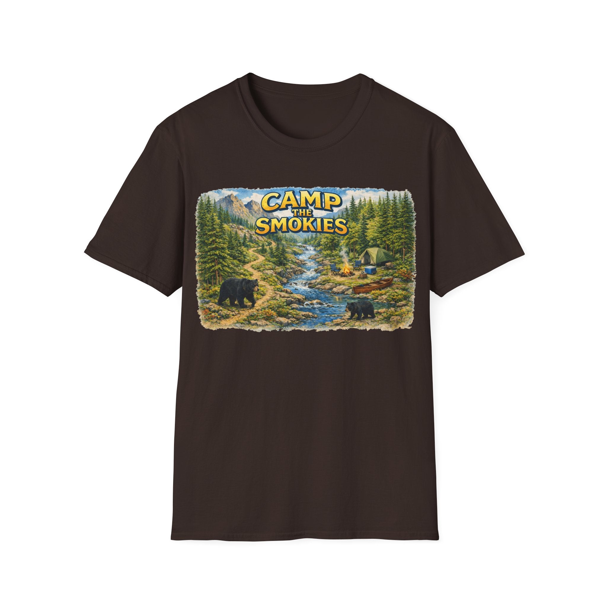 Camp the Smokies Unisex T-Shirt – Rustic Mountain Camping Graphic Tee