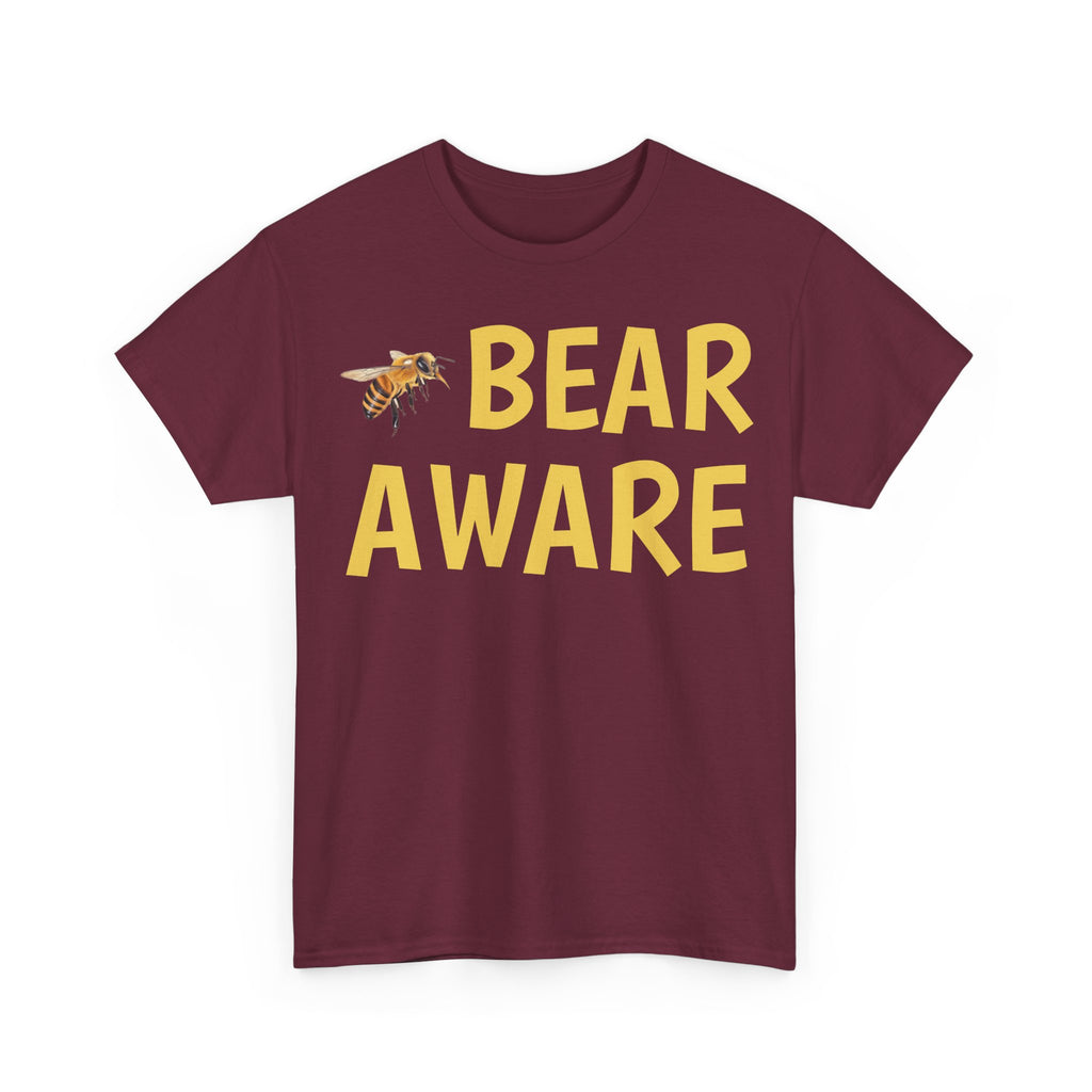 Bear Aware Unisex Tee — Funny Nature T-Shirt with Bee Graphic
