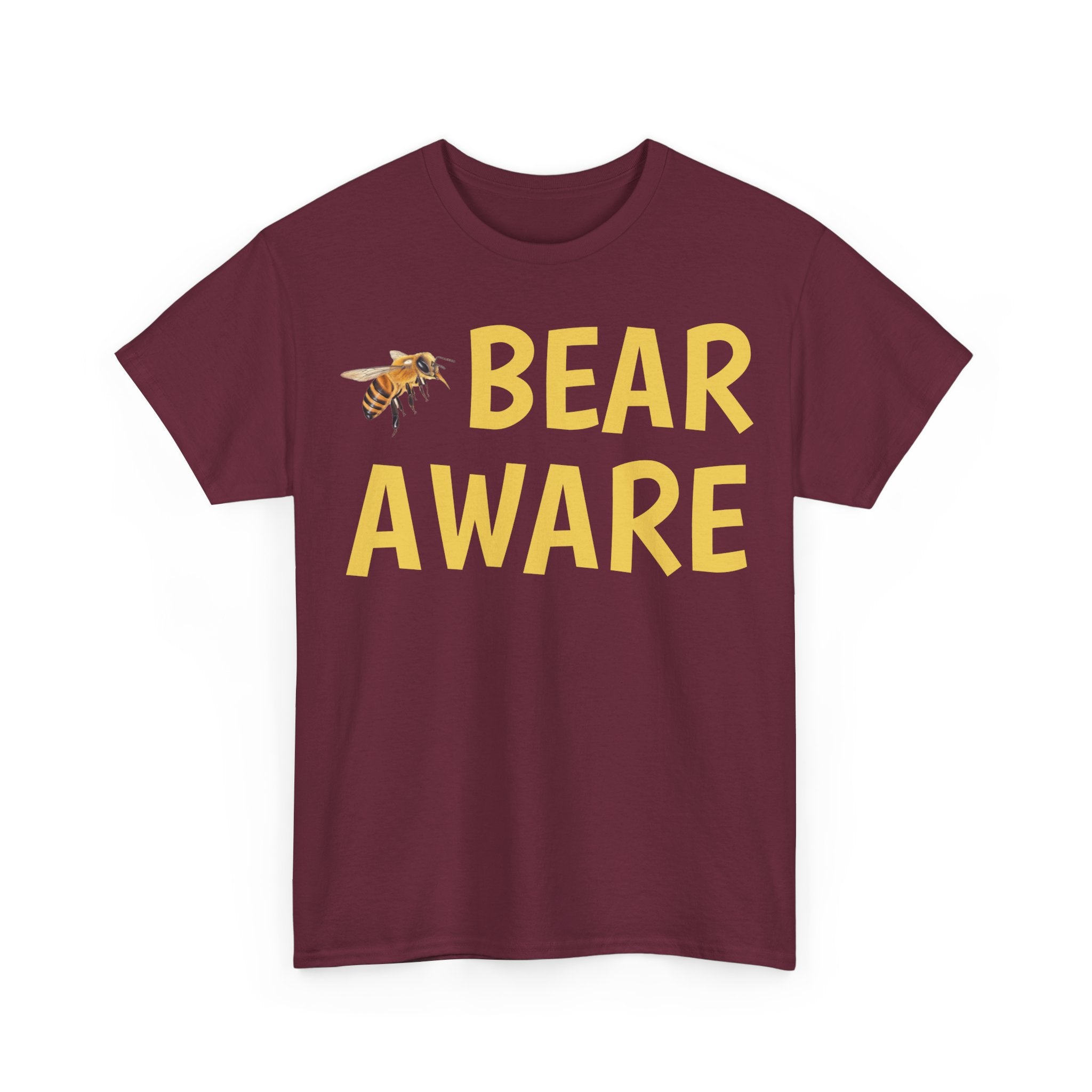 Bear Aware Unisex Tee — Funny Nature T-Shirt with Bee Graphic