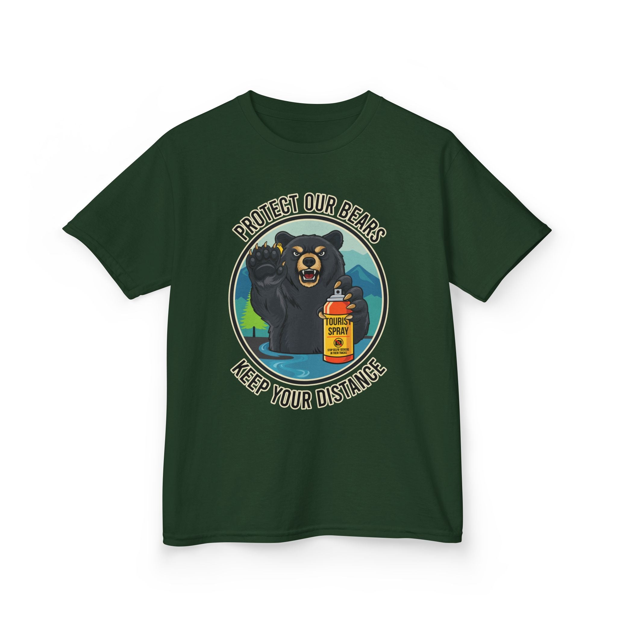 Kids T‑Shirt — "Protect Our Bears, Keep Your Distance" Cute Bear Conservation Tee