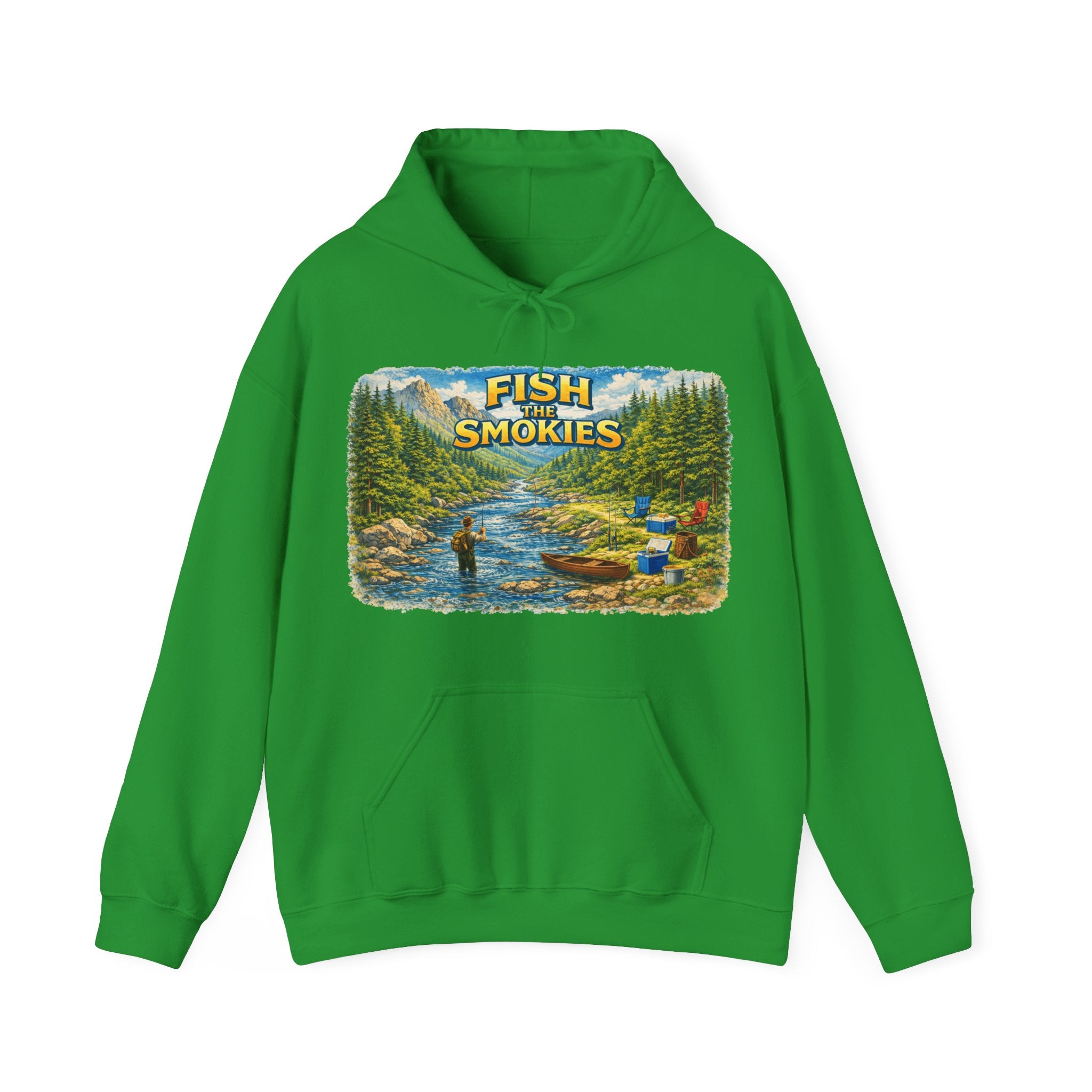 Fish Smokies Fishing Unisex Hoodie - Smoky Mountains River Scene Sweatshirt