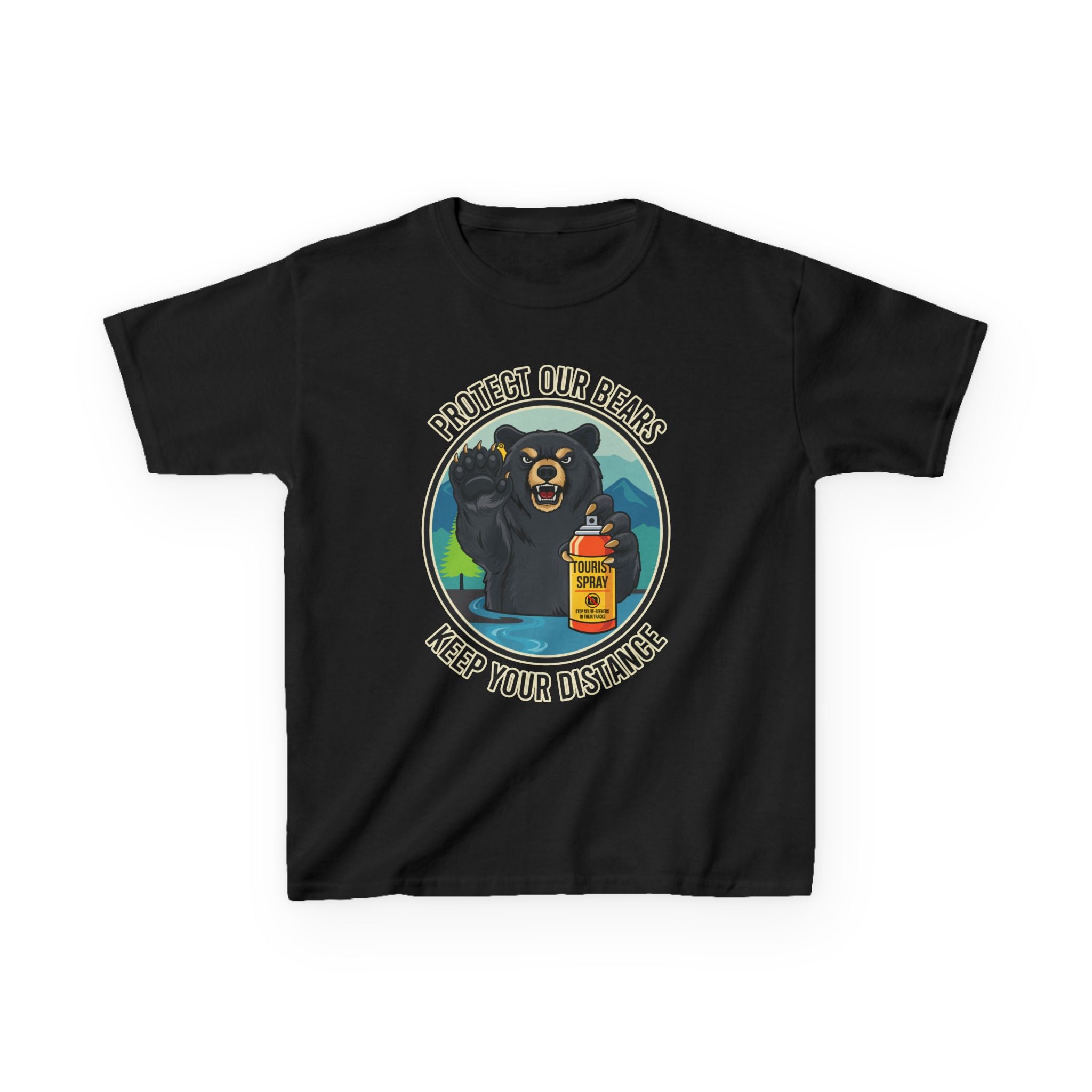 Kids T‑Shirt — "Protect Our Bears, Keep Your Distance" Cute Bear Conservation Tee