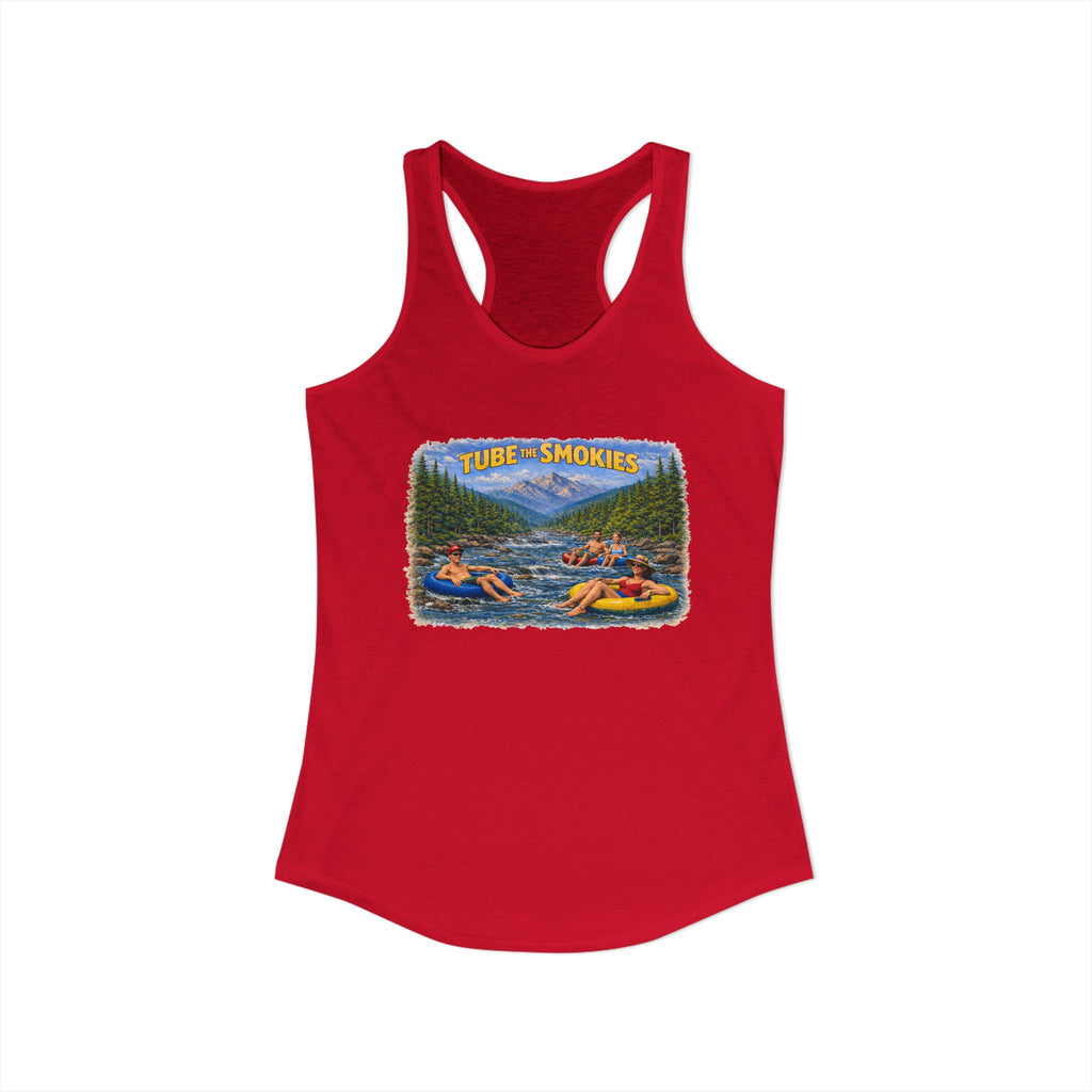 Smoky Mountains Tubing River Scene Women's Racerback Tank