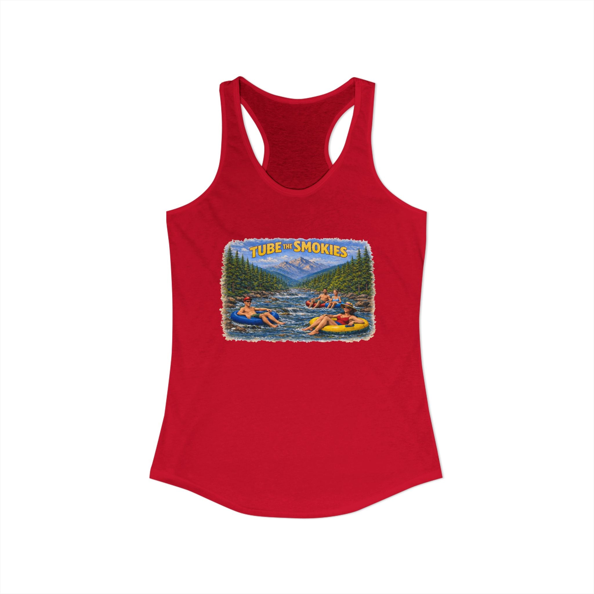Smoky Mountains Tubing River Scene Women's Racerback Tank