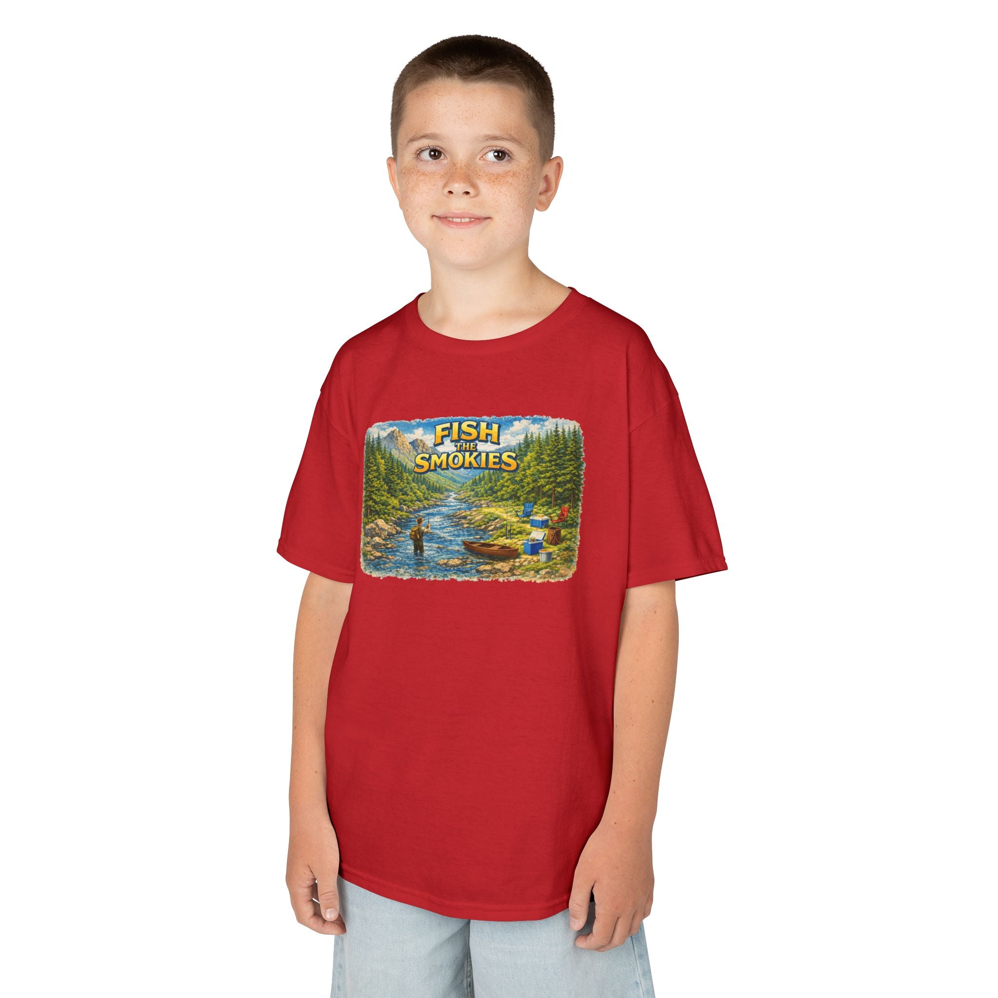 Kids T-Shirt - 'Fish The Smokies' River Fishing Graphic Tee for Outdoorsy Kids