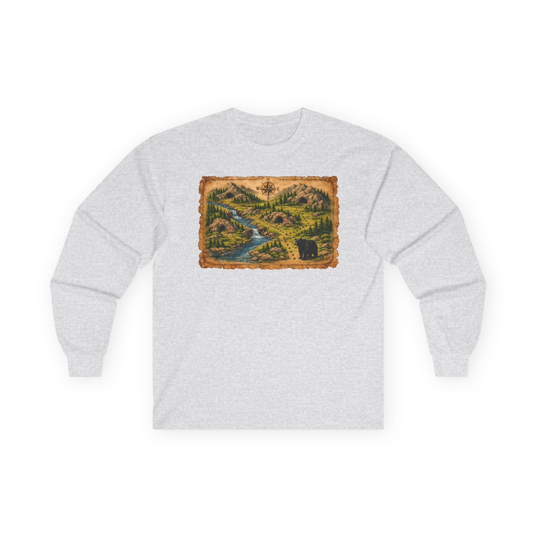 Bear Cave Treasure Map  Long Sleeve Unisex Tee
