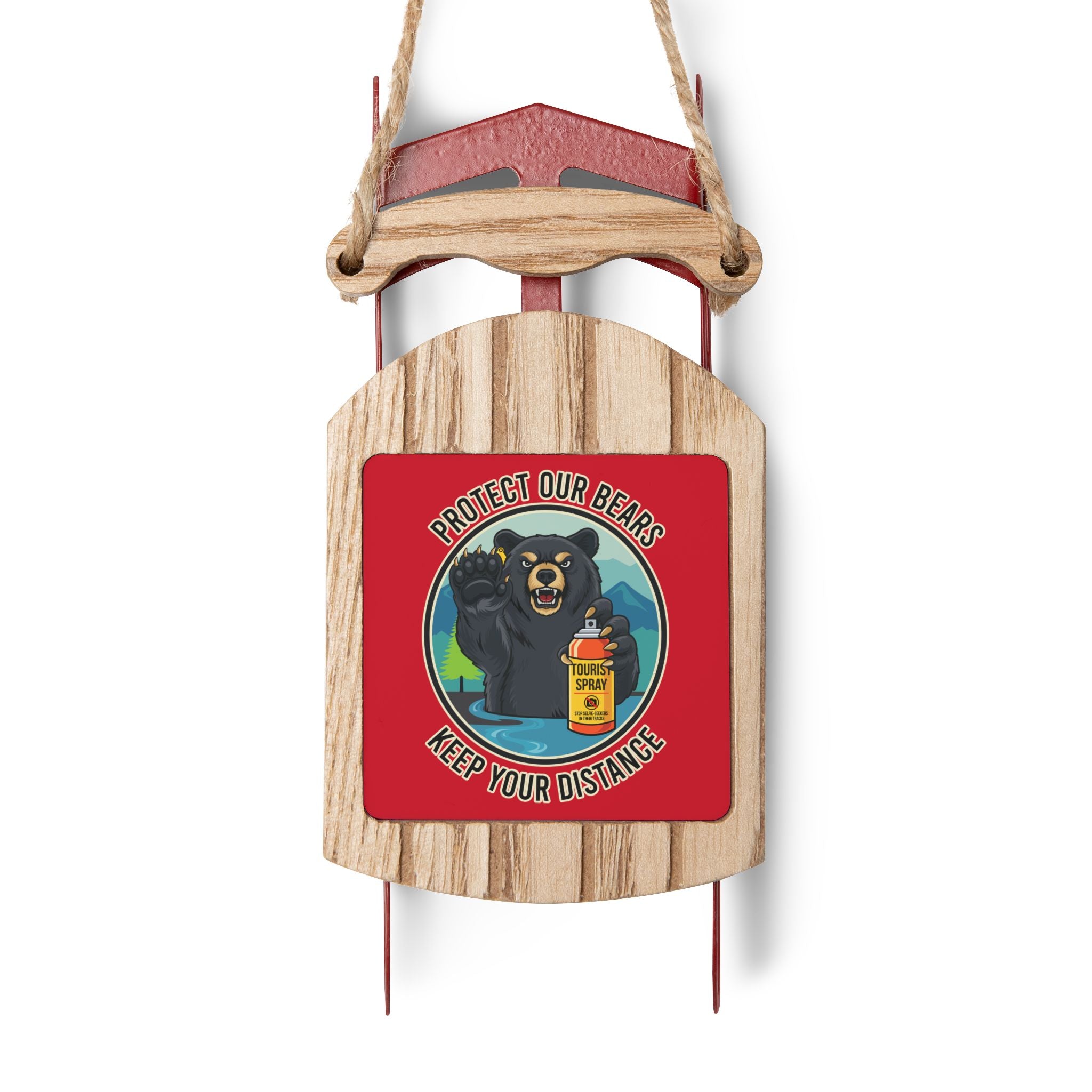 Smoky Mountain Black Bear Ornament — 'Keep Your Distance' Sled Ornament
