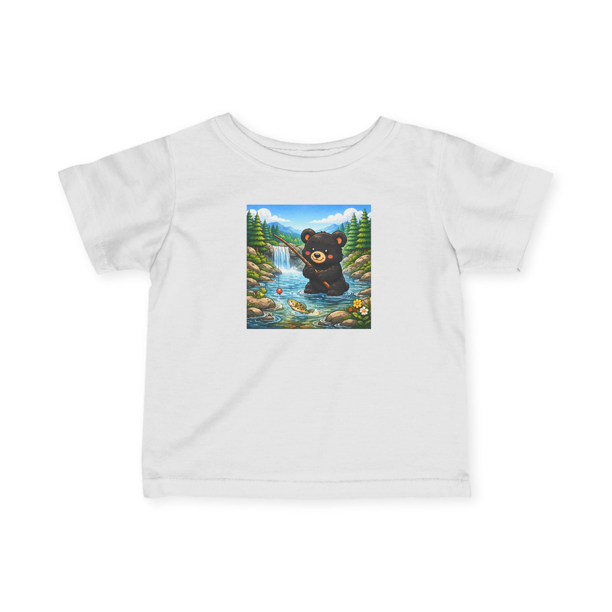 Infant Tee — Playful Bear Fishing Scene Baby T-Shirt