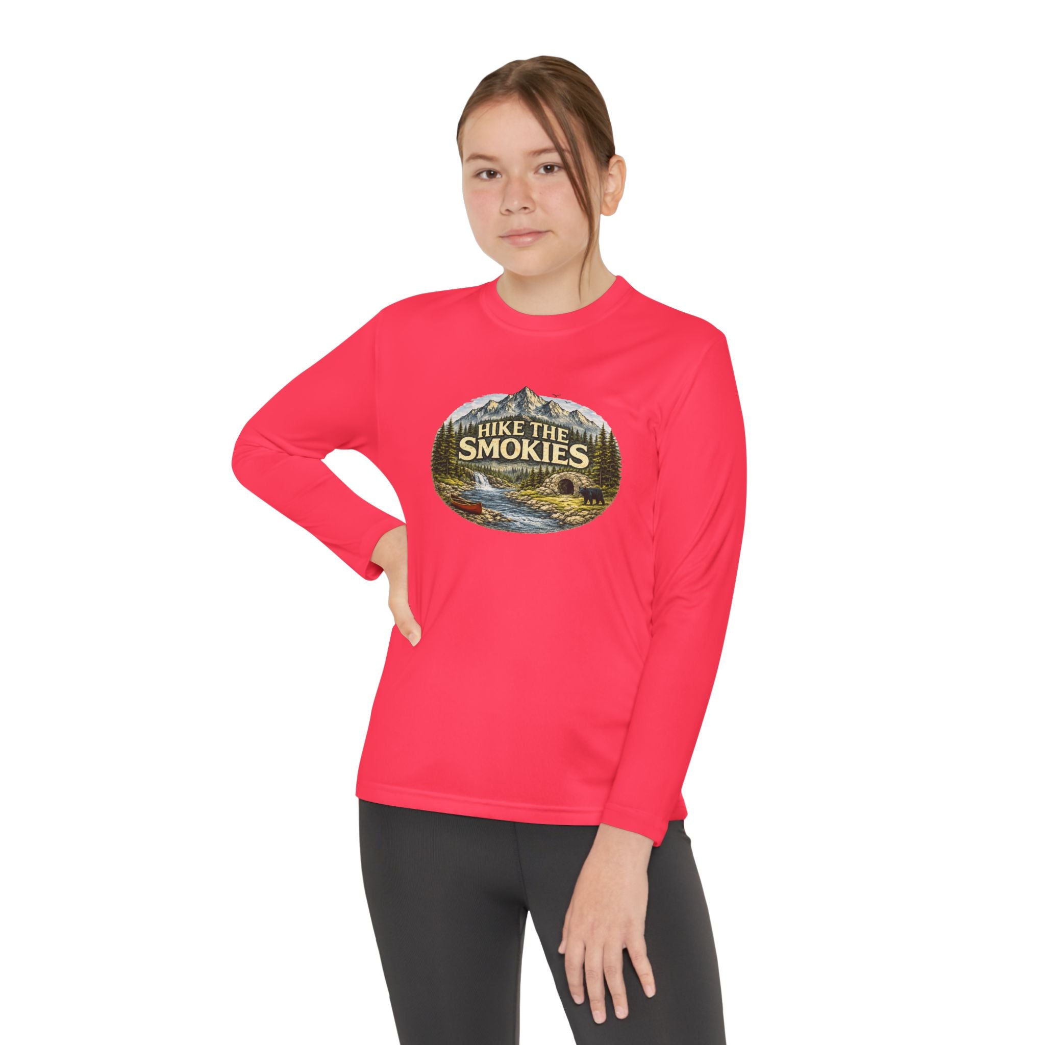 Youth Long Sleeve Tee — "Hike the Smokies" Nature Graphic