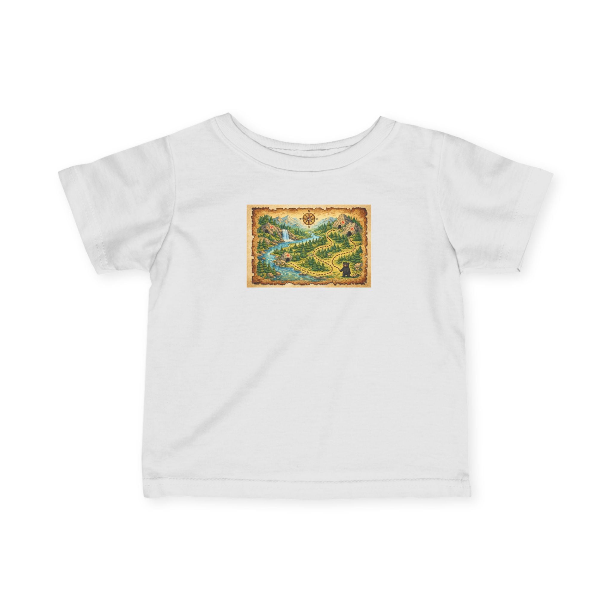 Infant Tee with Vintage Treasure Map Print — Cute Explorer Baby Shirt