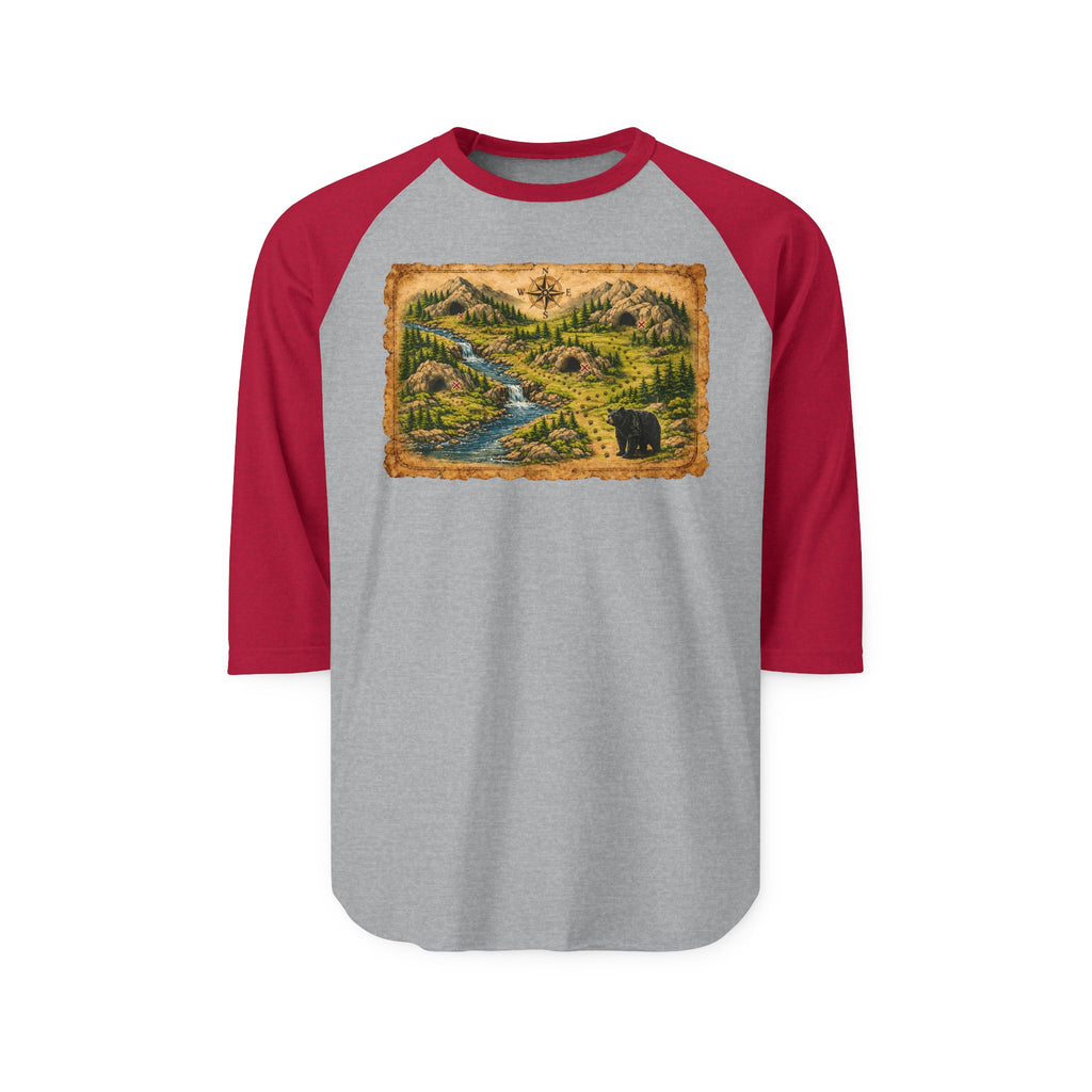 Bear Cave Treasure Map - Unisex Raglan Shirt