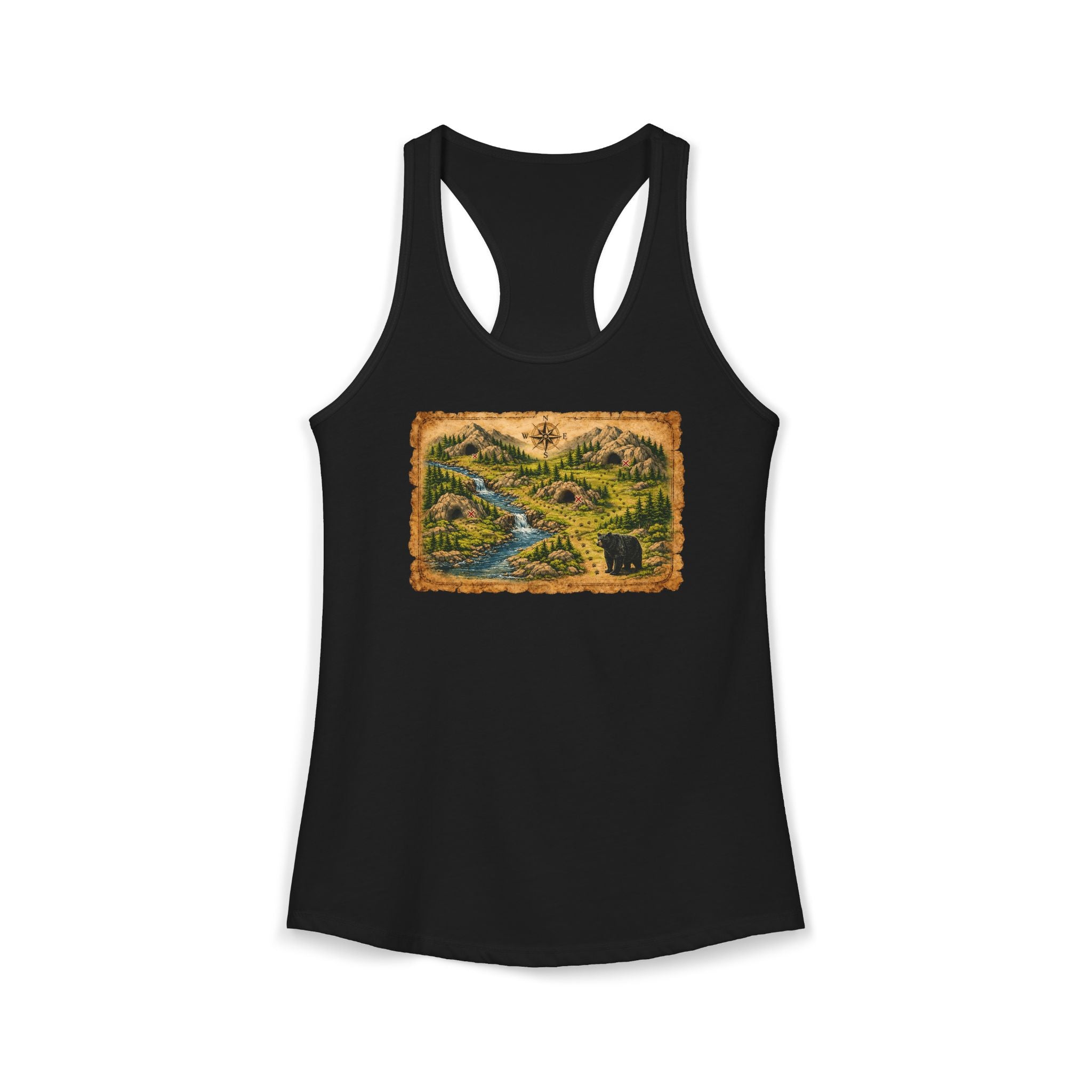 Women's Bear Cave Treasure Map Racerback Tank