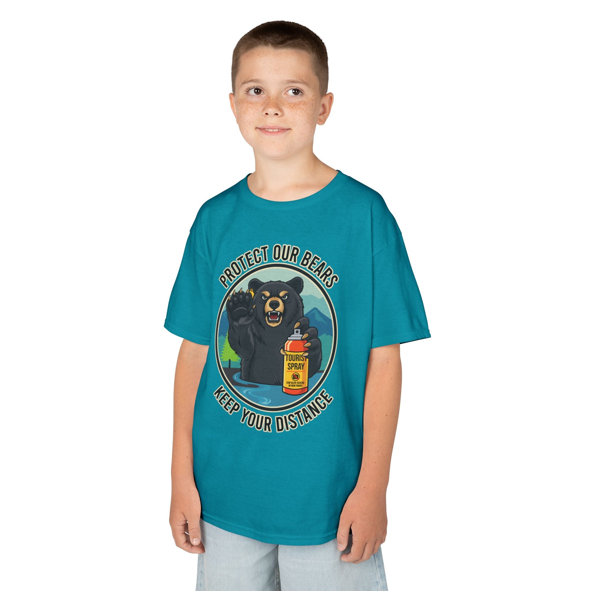 Kids T‑Shirt — "Protect Our Bears, Keep Your Distance" Cute Bear Conservation Tee