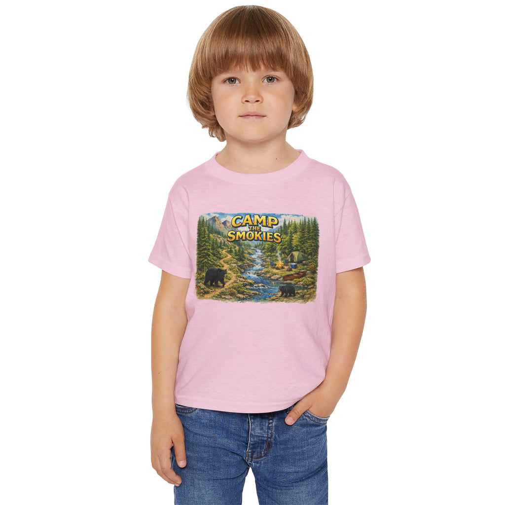 Toddler T-Shirt — "Camp The Smokies" Scenic Bear Camping Shirt