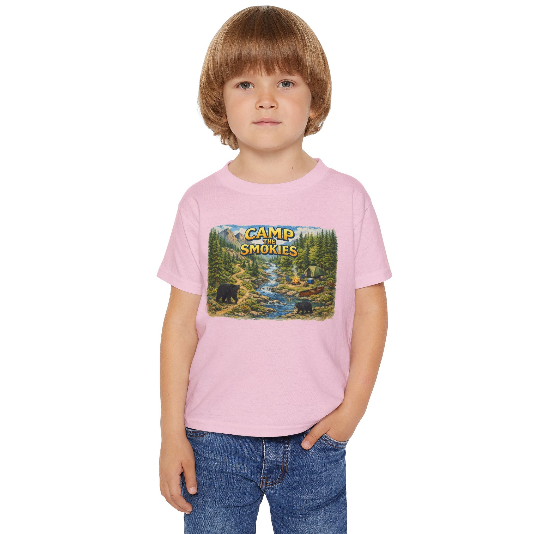 Toddler T-Shirt — "Camp The Smokies" Scenic Bear Camping Shirt