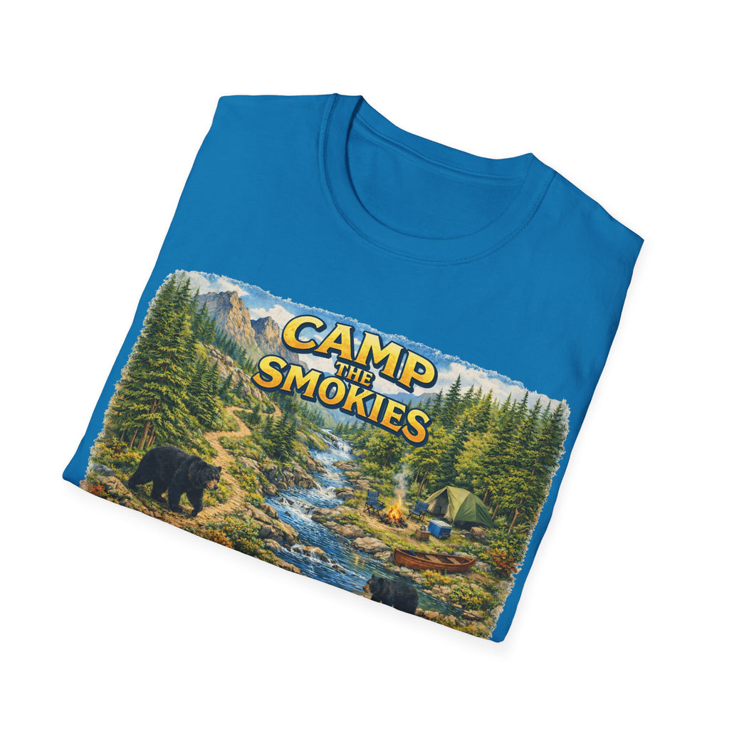 Camp the Smokies Unisex T-Shirt – Rustic Mountain Camping Graphic Tee