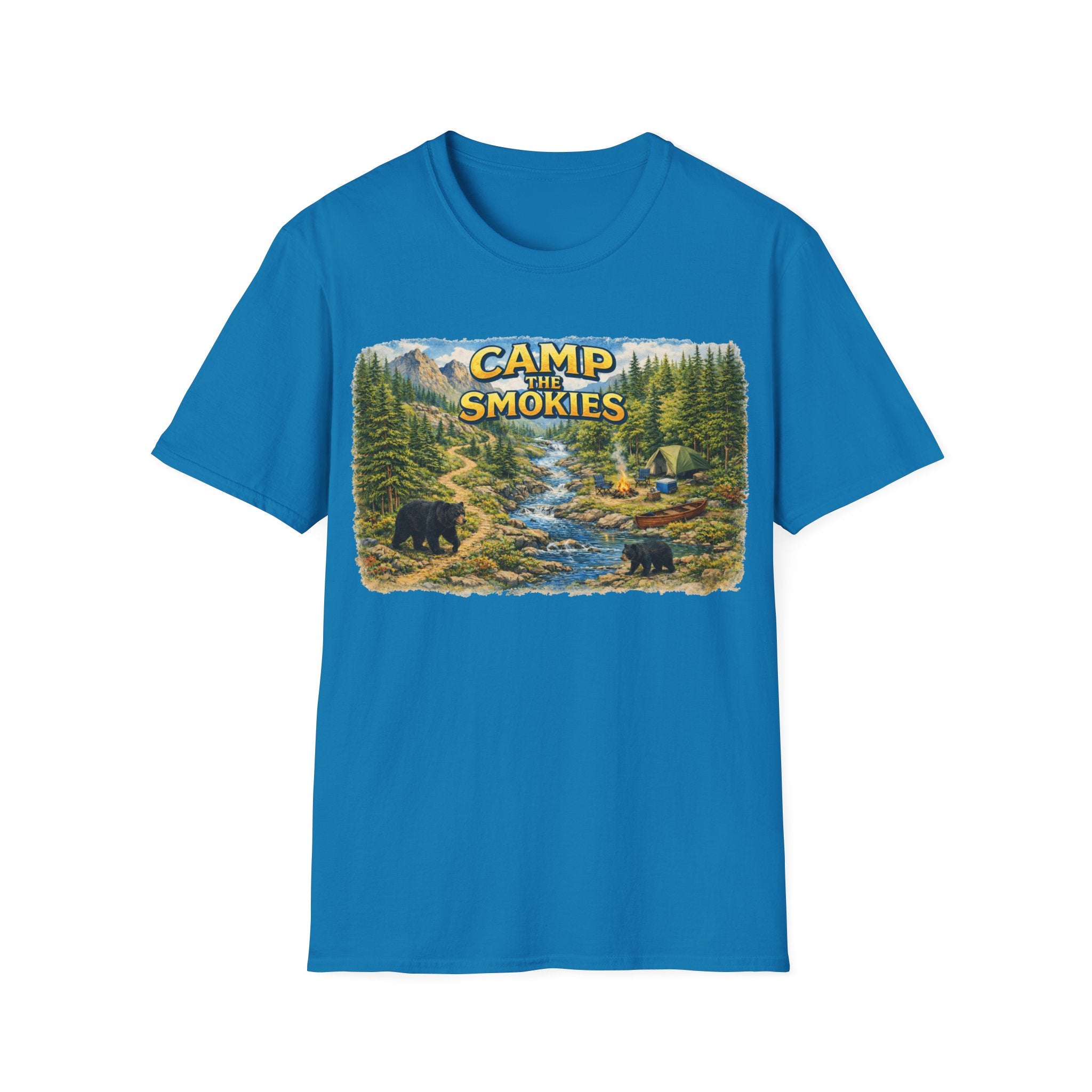 Camp the Smokies Unisex T-Shirt – Rustic Mountain Camping Graphic Tee